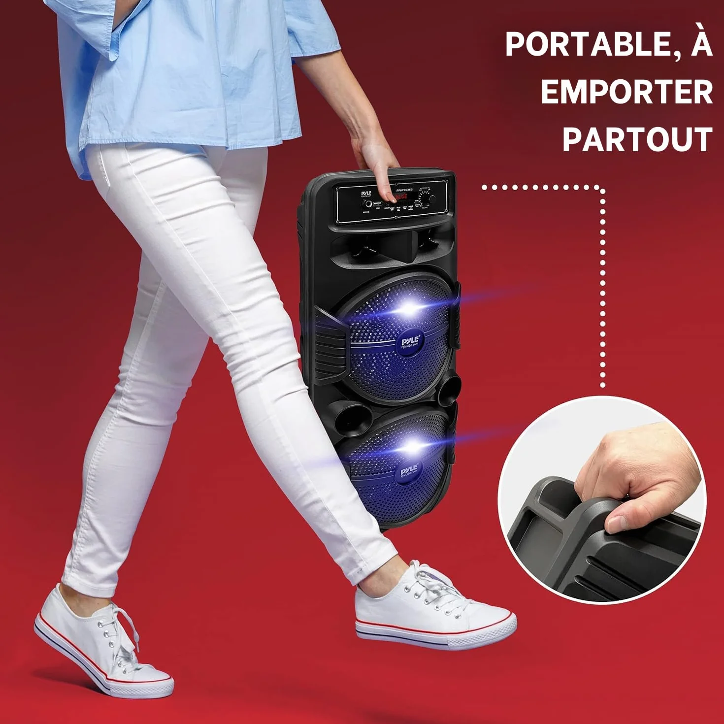 Pyle Enceinte Bluetooth Portable Extérieure 600 W Haut Parleur Sono Double Caisson de Basses Tweeter