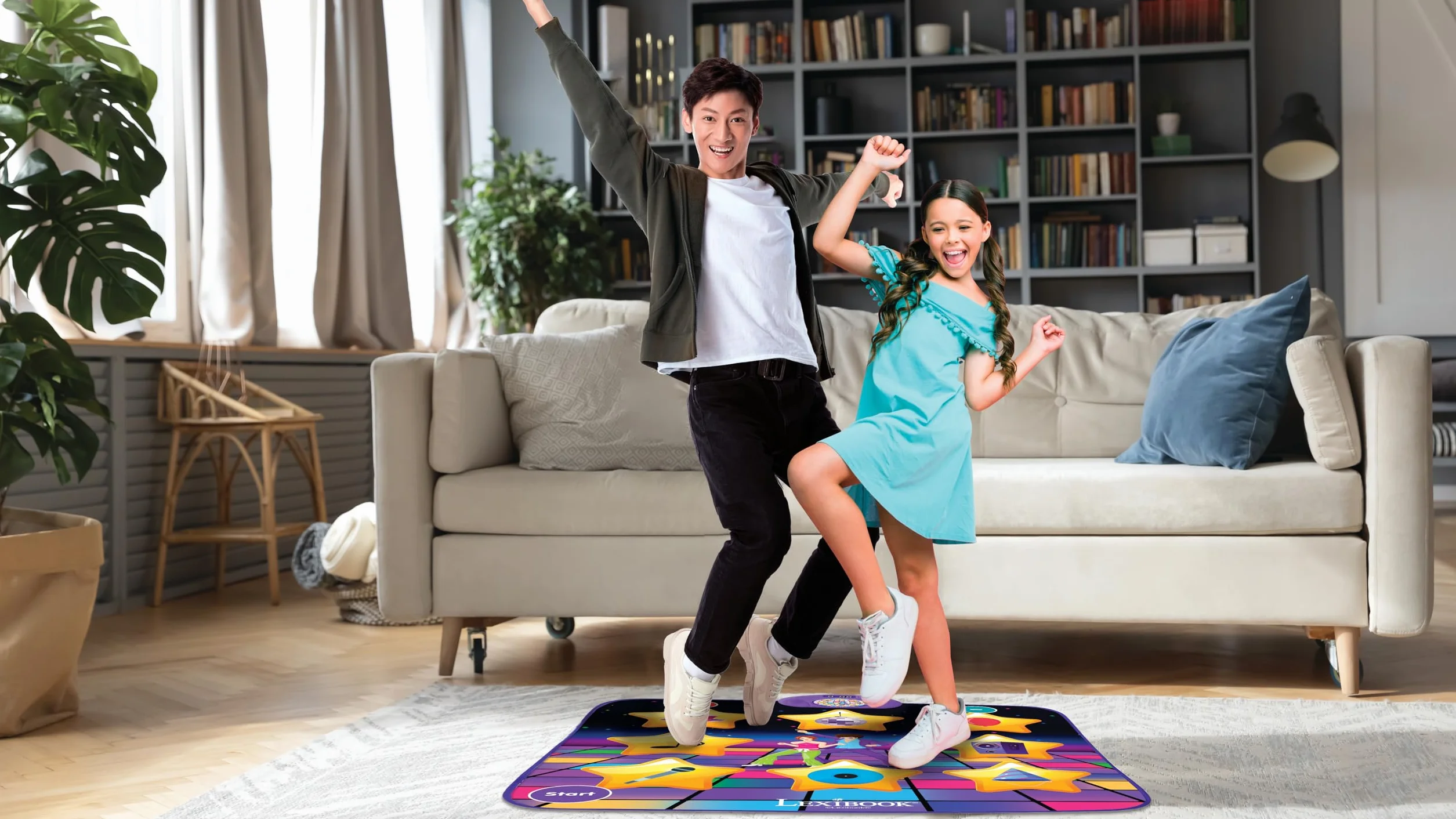 Lexibook DM10 Tapis de Danse électronique Touches Lumineuses Enceinte intégrée Violet Jaune