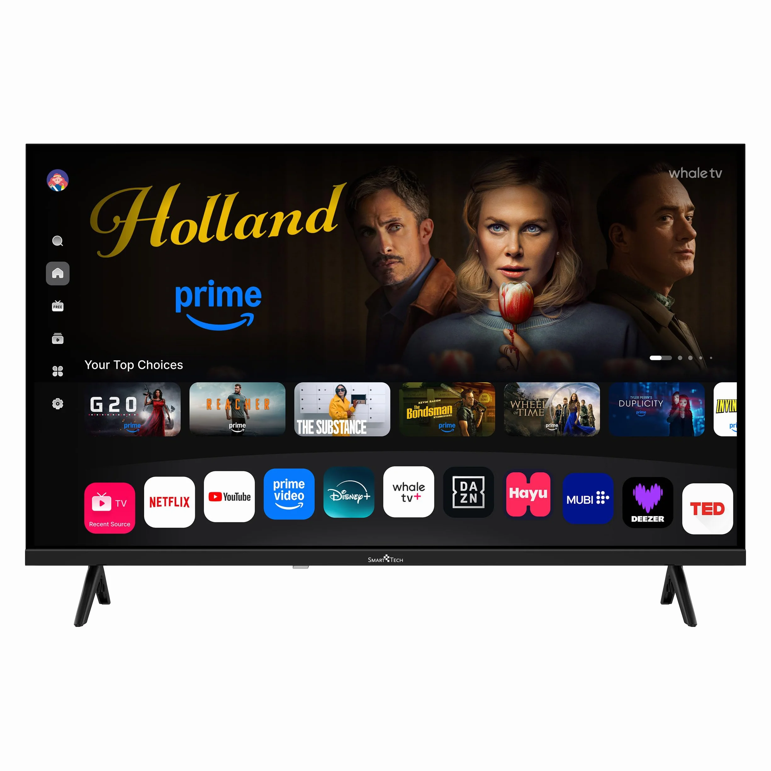 Smart Tech TV LED HD 32" (80 cm) Smart TV Whale OS z Molotov, Netflix, Prime Video, Disney+, 2xHDMI, 2xUSB, Dolby Digital+