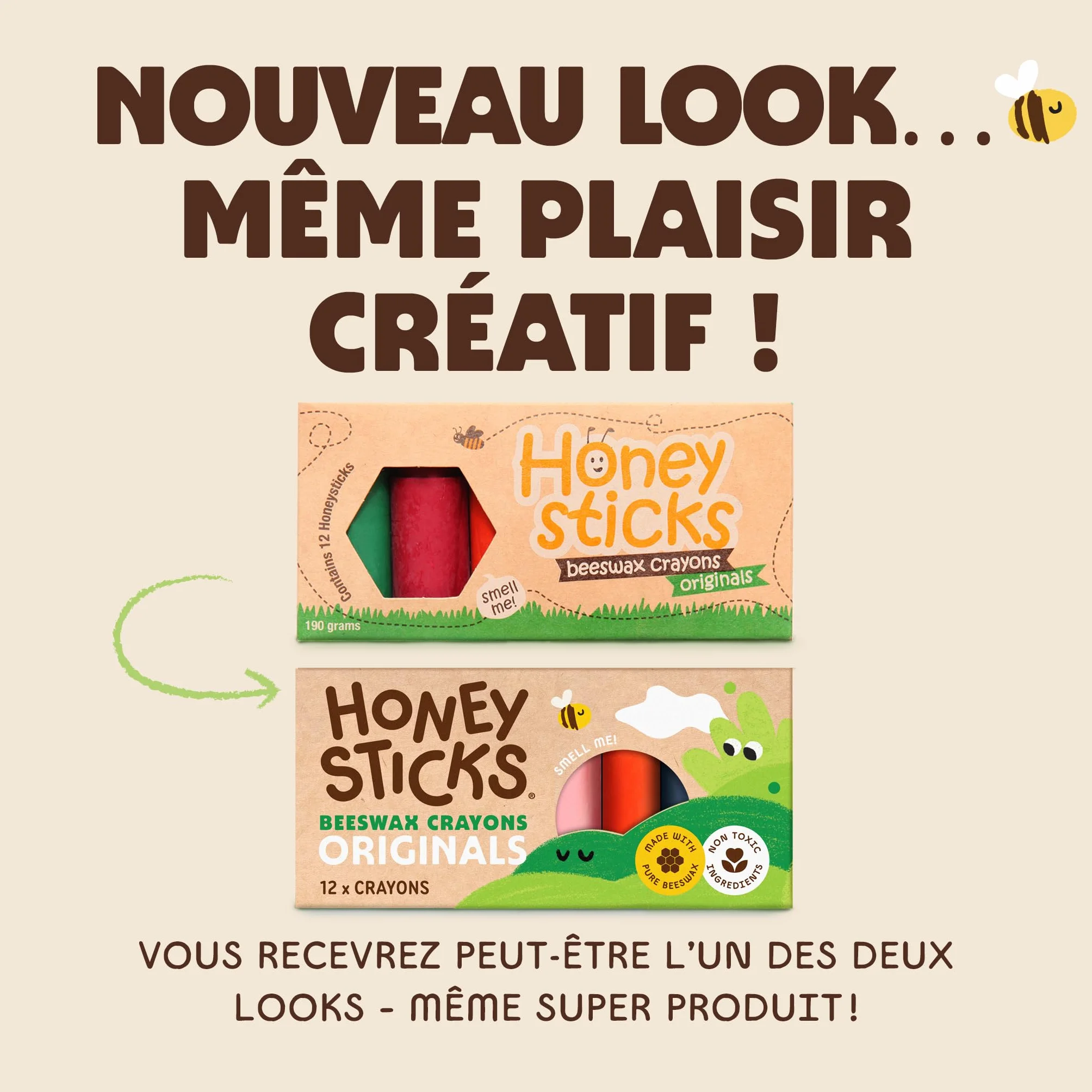 Honeysticks 12 Gros Crayons Pure Cire d'Abeille Non Toxiques pour Tout Petits 1 an+