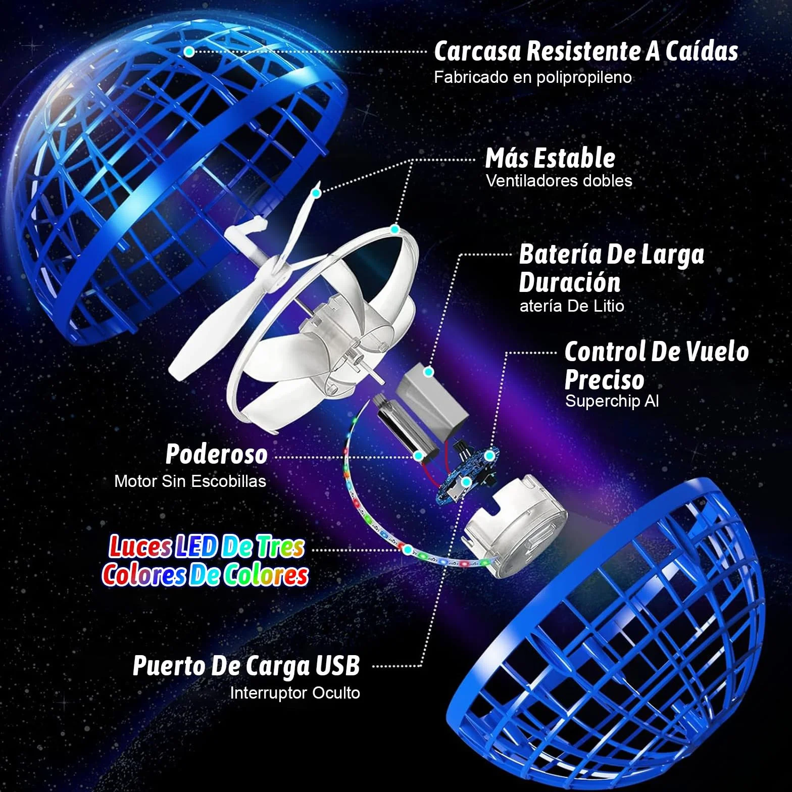 Boule Volante Lumineuse Jouet Enfants Extérieur Cadeau Garçons Filles 6-12 Ans