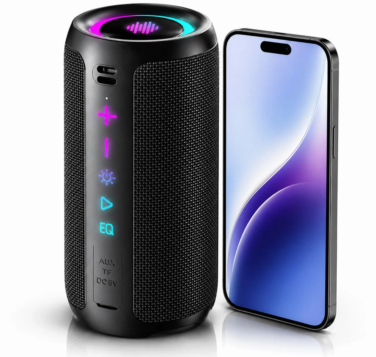Enceinte Bluetooth 5.4 sans Fil 30W IPX7 Autonomie 30H Son Surround 360° TWS Noir