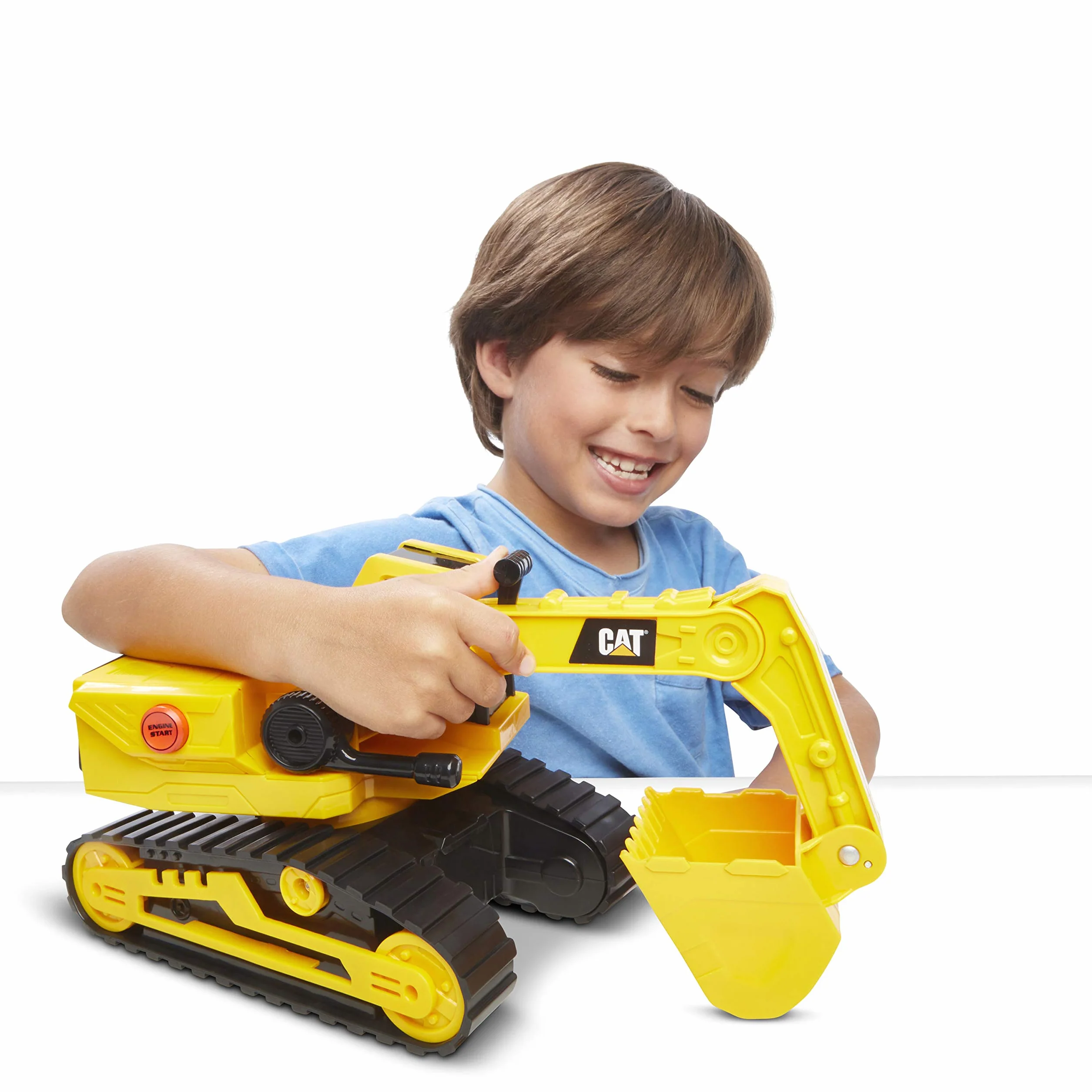 Excavatrice CAT 29,5 cm Enfant – Engin de Construction avec Lumières et Sons, Technologie de Contrôle du Mouvement, Jeu Interactif 3 Ans+