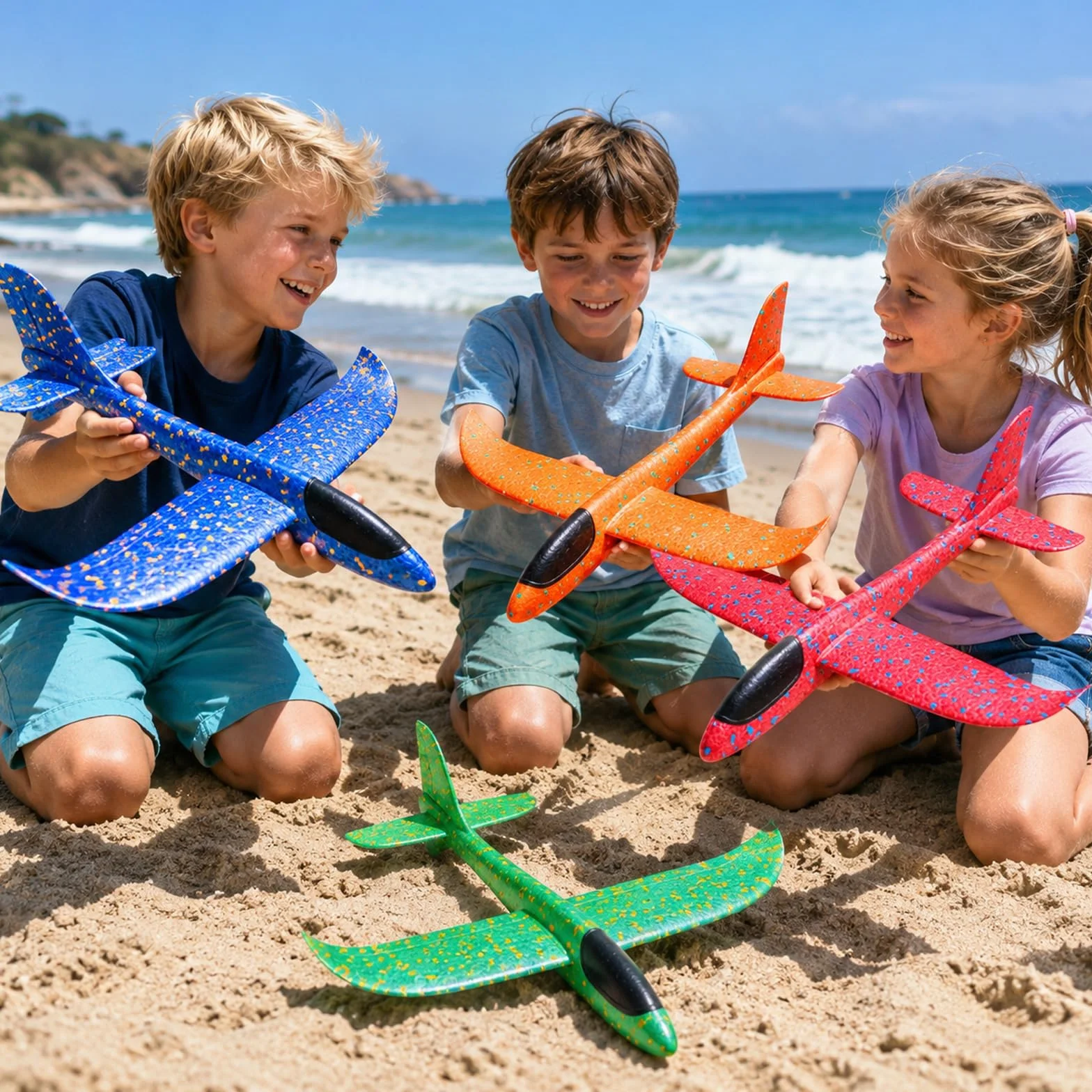 Avion Polystyrène Planeur Enfant 38CM 4 Pièces Jouet Extérieur Garçon Fille 3-10 Ans
