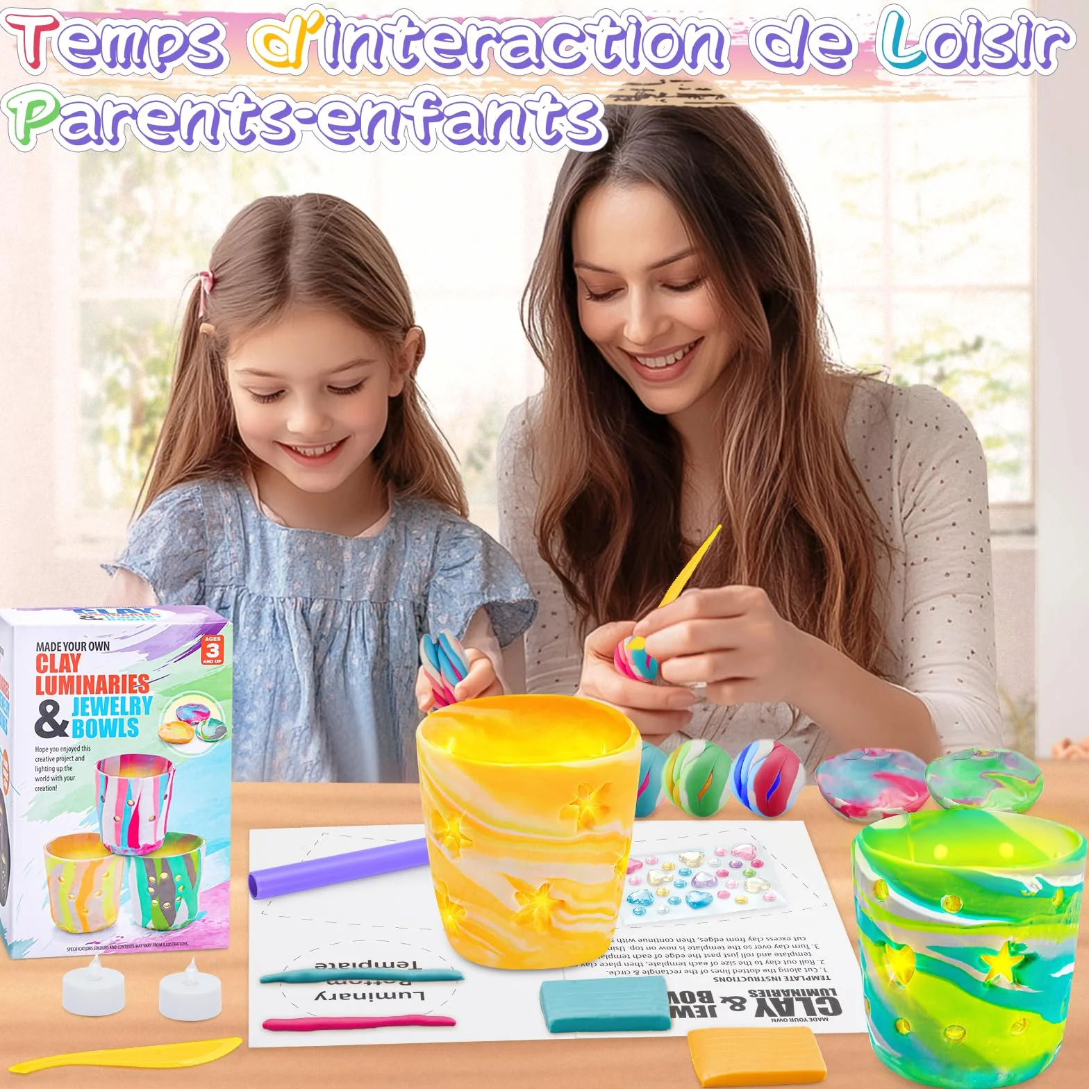 FGZU Kit de Lampes en Argile Bricolage Activité Manuelle Enfants Adultes DIY Loisir Créatif Cadeau Jouet 6-12 Ans