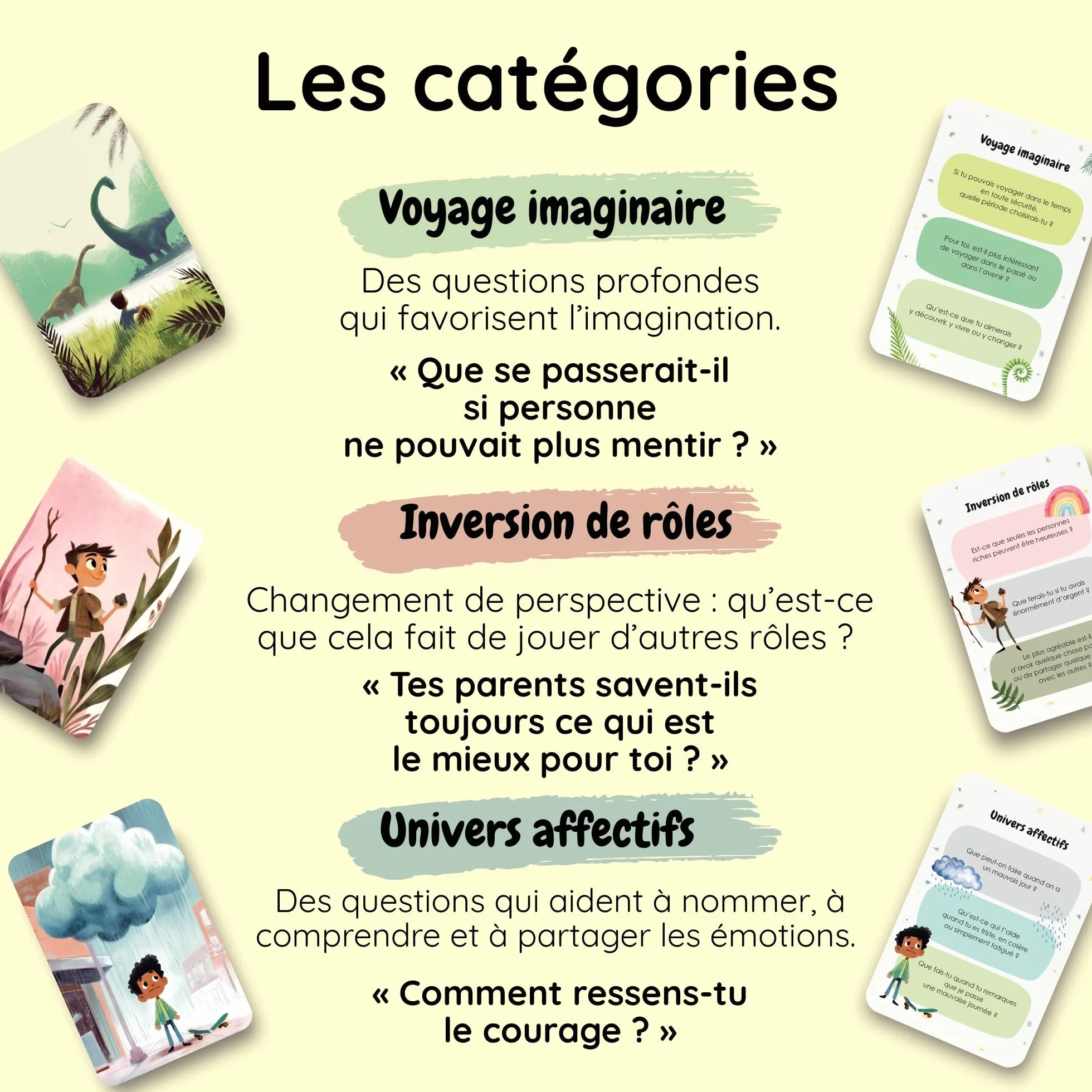 Cartes à raconter pour Enfants 150 Questions Jeu éducatif Cadeau Parent-Enfant Pleine Conscience Fille Garçon 6 Ans