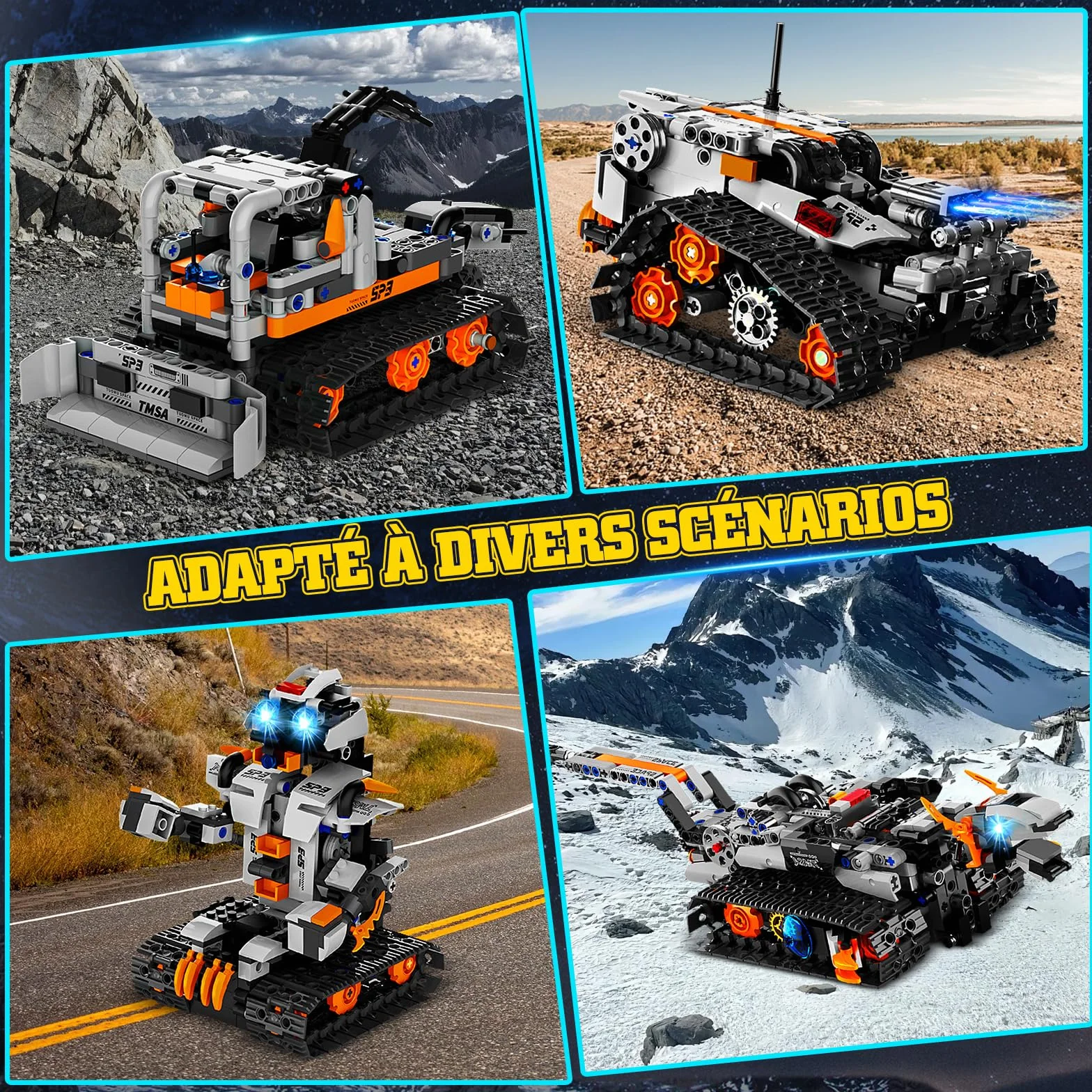 YOOHBERRYS Technic Robot Programmable 5-en-1 pour Enfants, Robotique avec Application et Télécommande, Cadeau Garçons 6-12 Ans (Gris)
