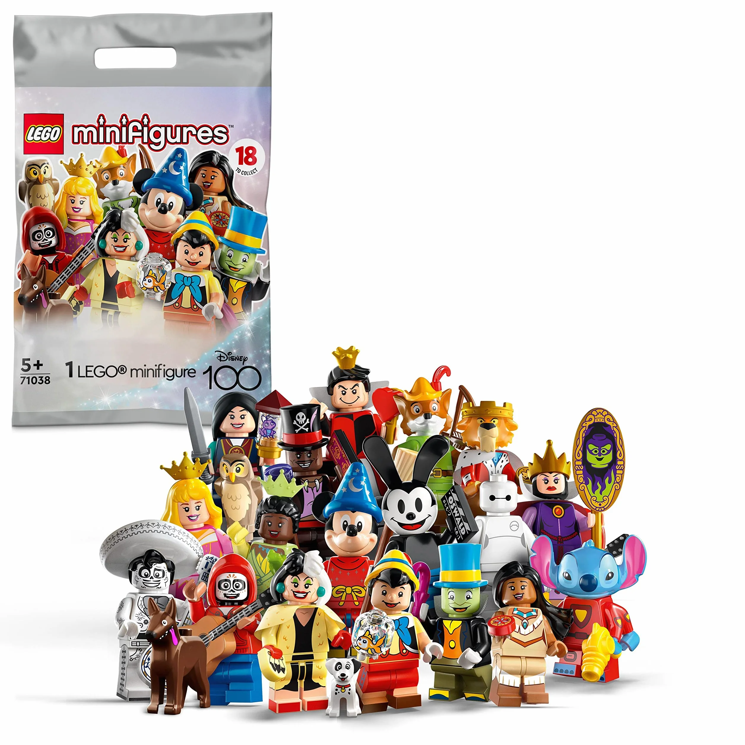 LEGO 71038 Minifigures Disney 100 Sachet Mystère 1 des 18 Personnages à Collectionner