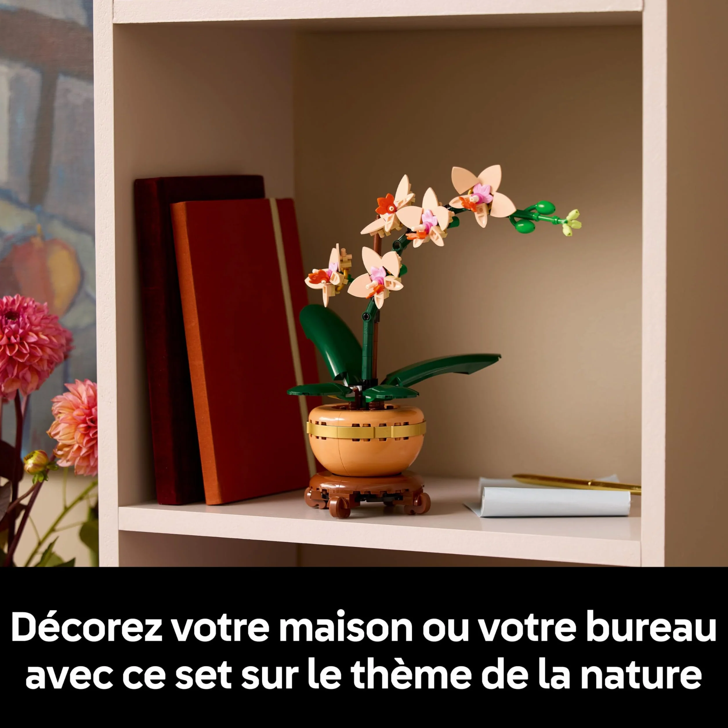 LEGO Botanicals L’Orchidée Miniature 10343 Fleurs Artificielles pour Adulte Plante avec Pot Style Terracotta Décoration Intérieure