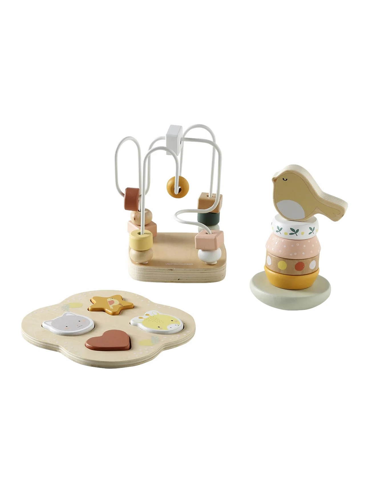 VERTBAUDET Coffret 3 Jeux d'éveil SAVANIA en Bois FSC® Rose