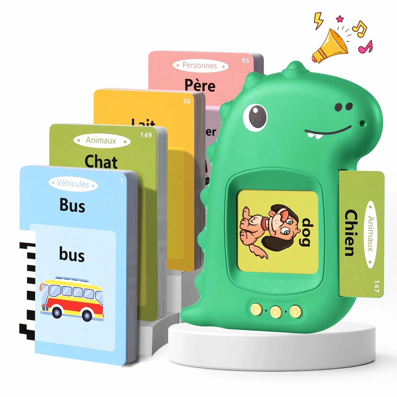Cartes Flash Parlantes Éducatives 112 Feuilles 224 Mots Montessori Jouets pour Enfants 2-6 Ans Vert Français