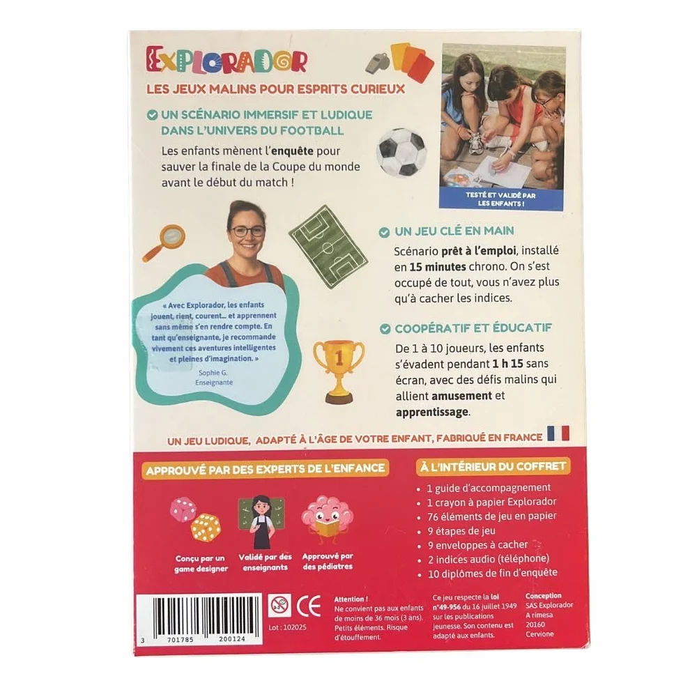 Kit Chasse au Trésor & Enquête Sauvons la Finale de la Coupe du Monde (6-8 Ans) Jeu Audio Physique sans Écran
