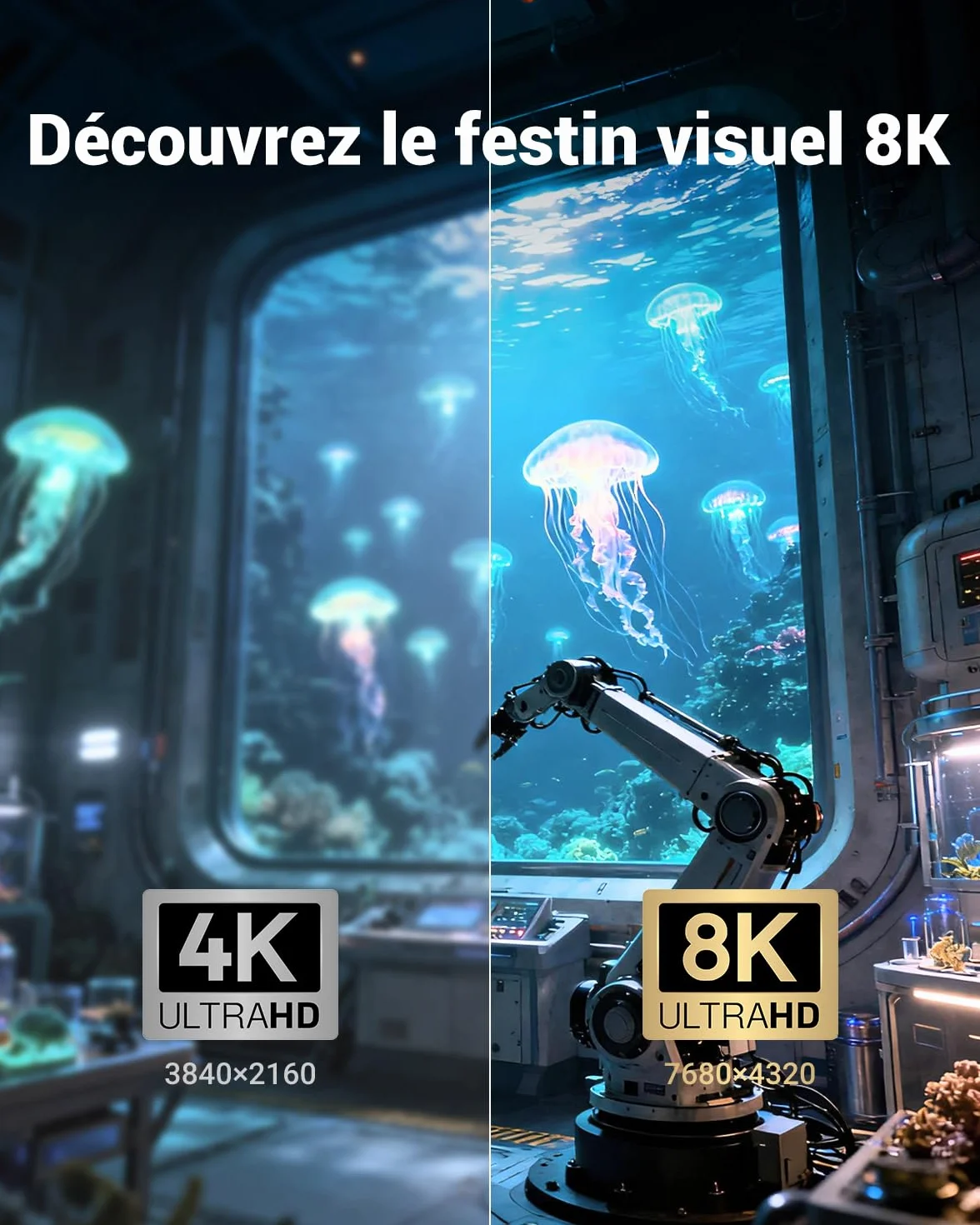 VCELINK Adaptateur HDMI 8K 2.1 Coupleur Rallonge Femelle Femelle Plaqué Or 8K @60Hz 4K HDR Lot de 2
