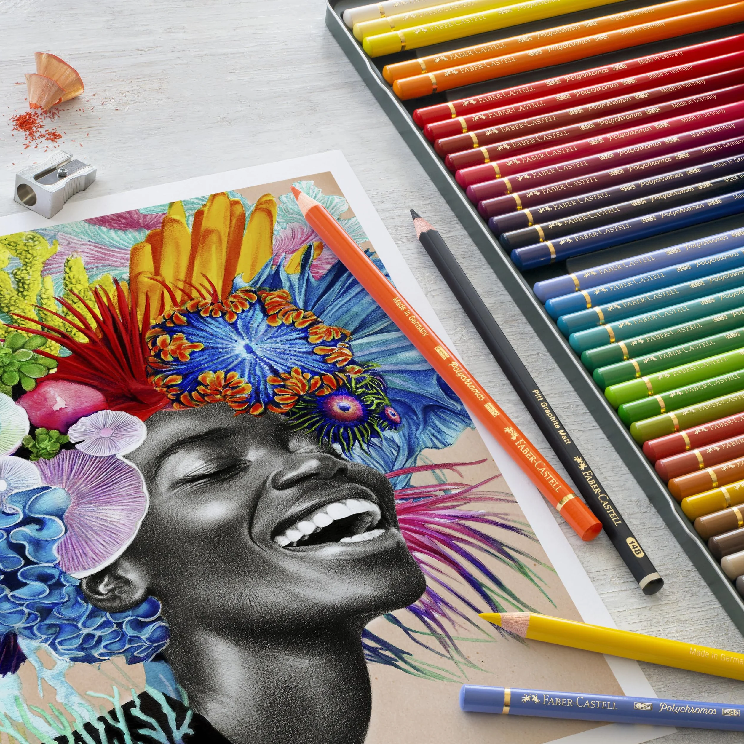 Faber-Castell Polychromos Coffret Métallique 60 Crayons de Couleur 3.8 mm