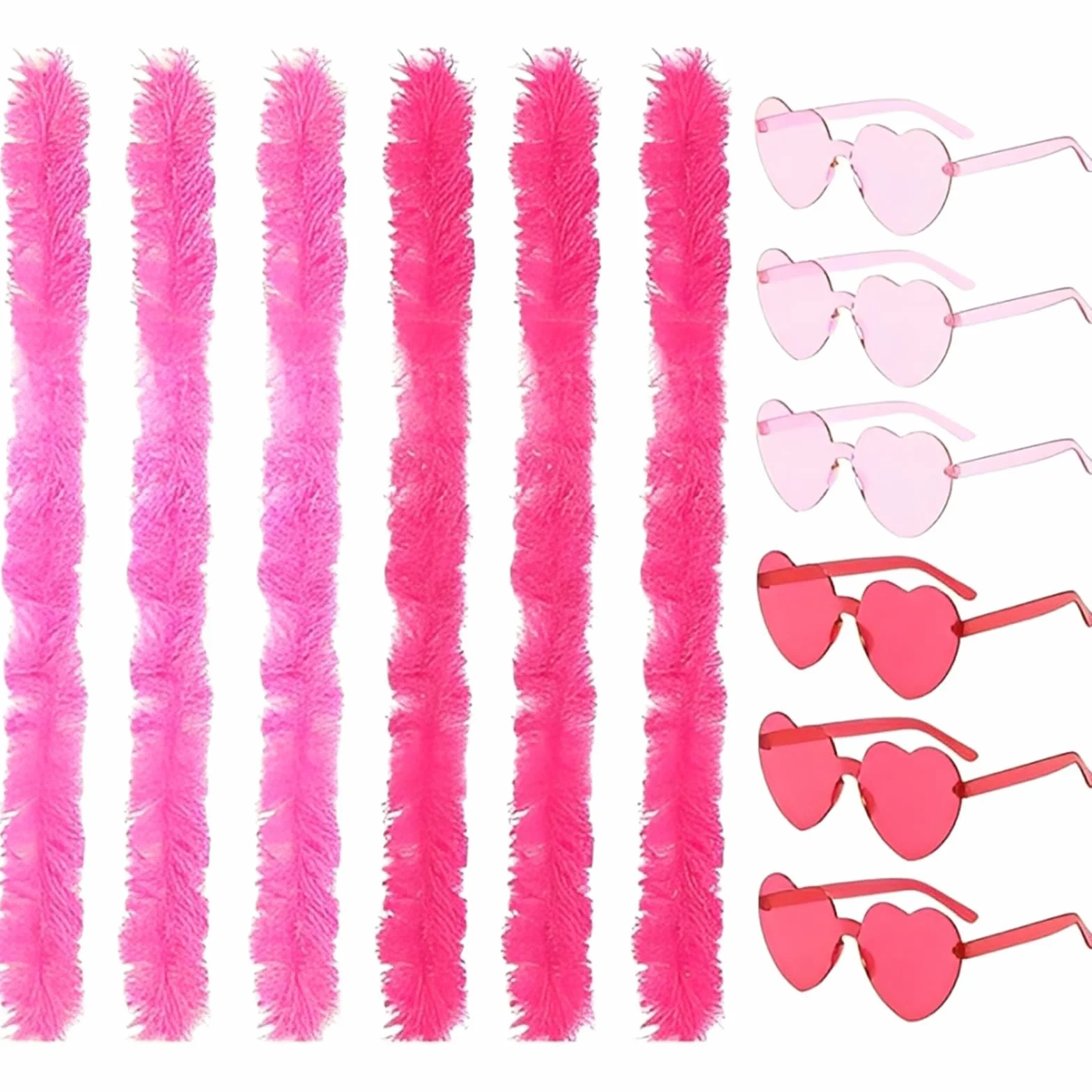 Boa en plumes multicolores 12 pièces 1,5 m rose blanc pour costumes fêtes