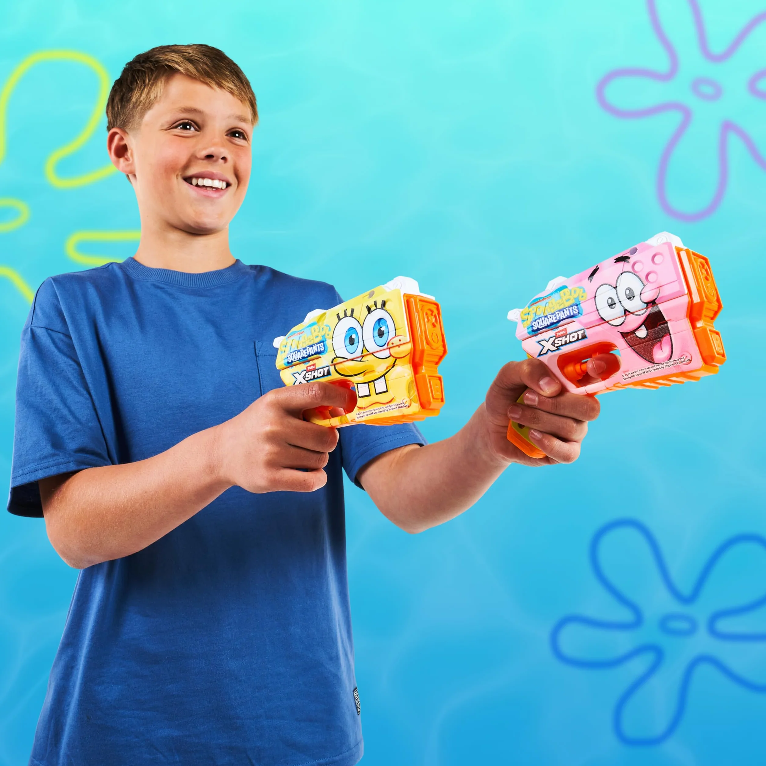 ZURU XSHOT WaterBob l'Eponge Junior Fast Fill Pistolet à Eau Lot de 2 9m 150ml