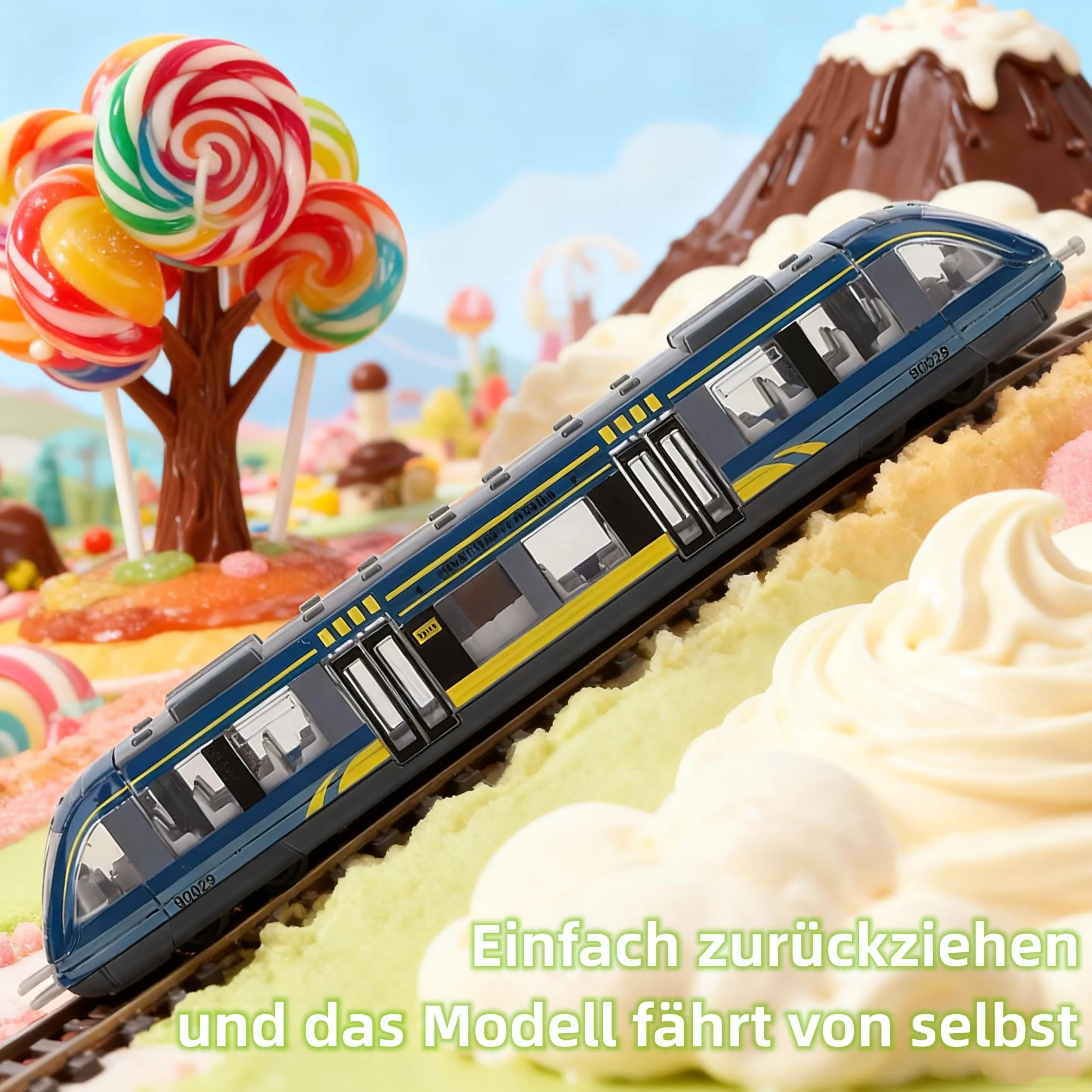 Ensemble de Train Modèle Jouet éducatif Enfants Simulation Alliage Bus Bleu