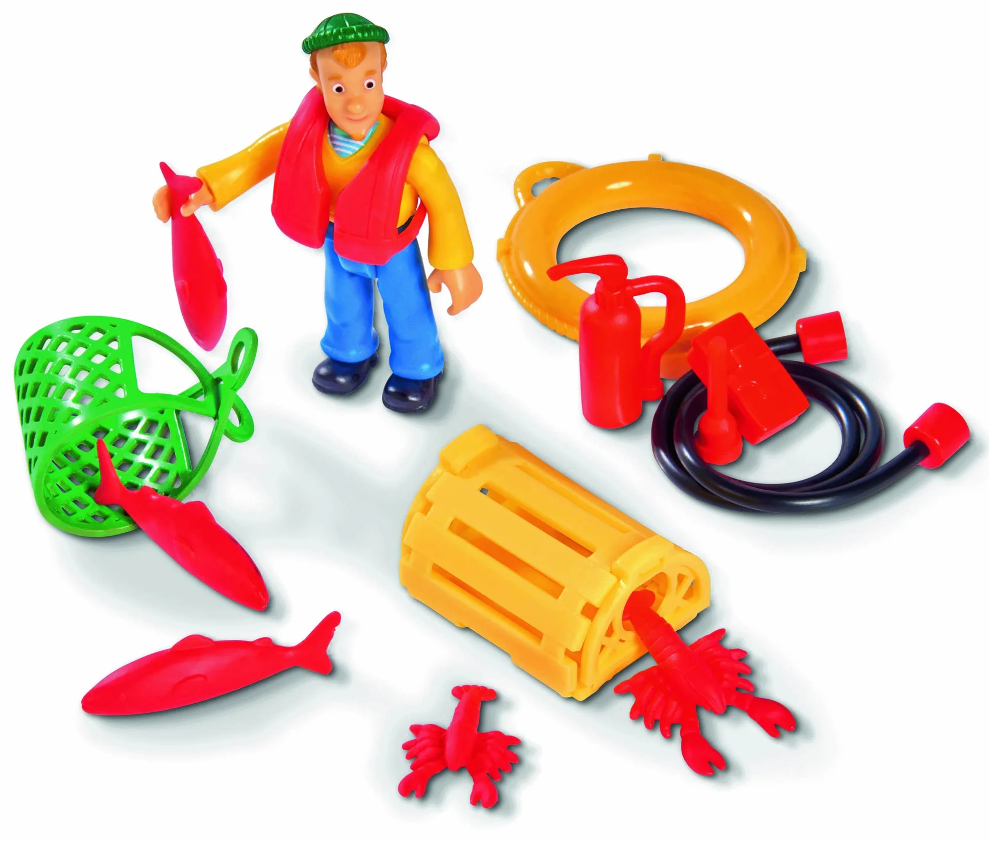 Smoby Simba Sam Le Pompier Bateau de Pêche Flottant Grue Mobile Treuil Mécanique 1 Figurine Incluse Vert