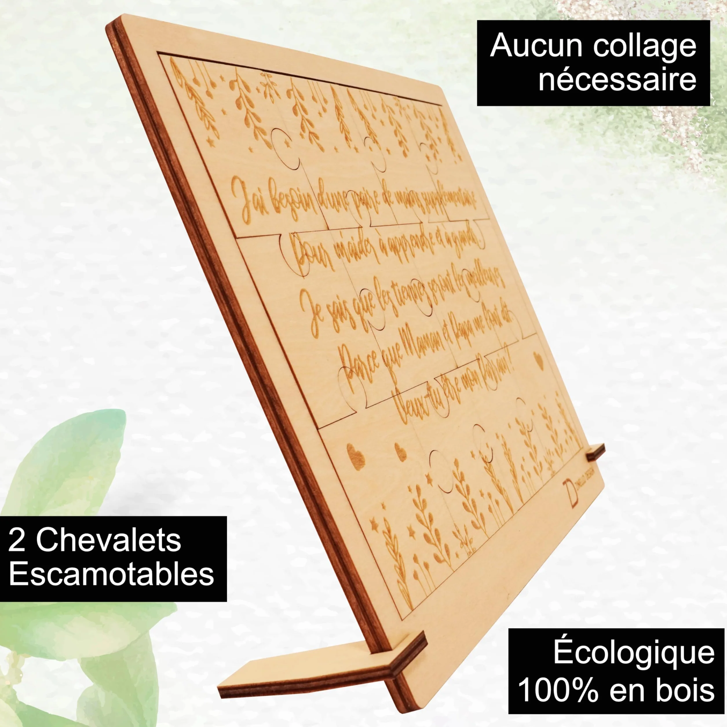 Puzzle en Bois Annonce Grossesse pour Parrain, Idée Cadeau Casse-Tête Original et Personnalisé avec Pochette Cadeau (Cadre)
