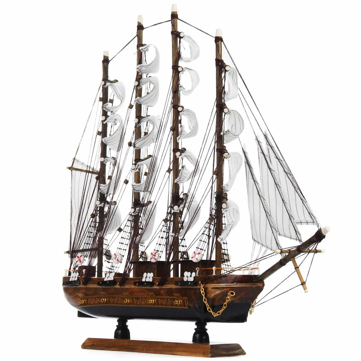 CCChaRLes 50Cm À La Main En Bois Bateaux À Voile Modèle Assemblée Nautique Navire Schooner Bateau Décorations Cadeau