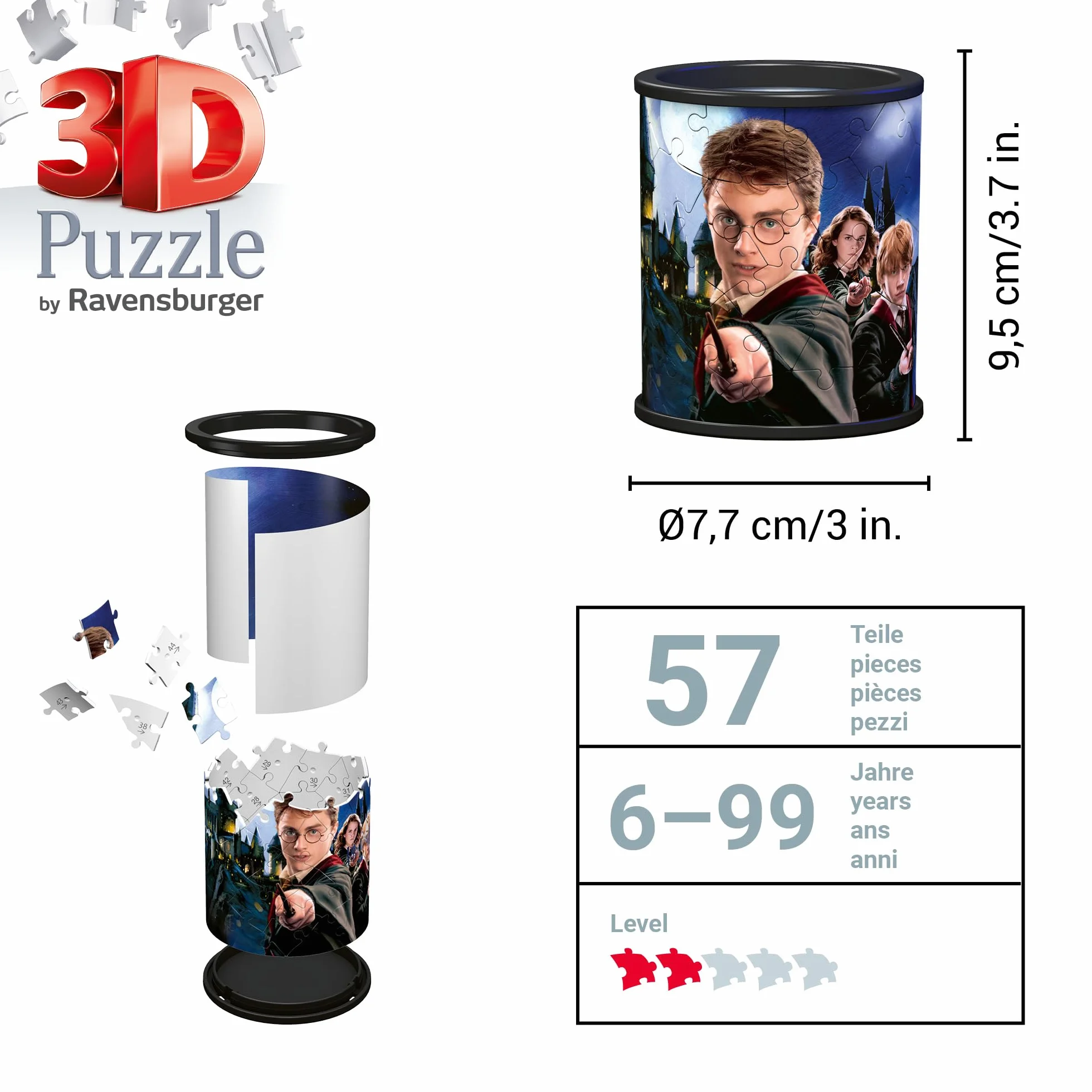 Ravensburger Puzzle 3D Pot à Crayons Harry Potter 54 pièces numérotées Hauteur 9,5 cm