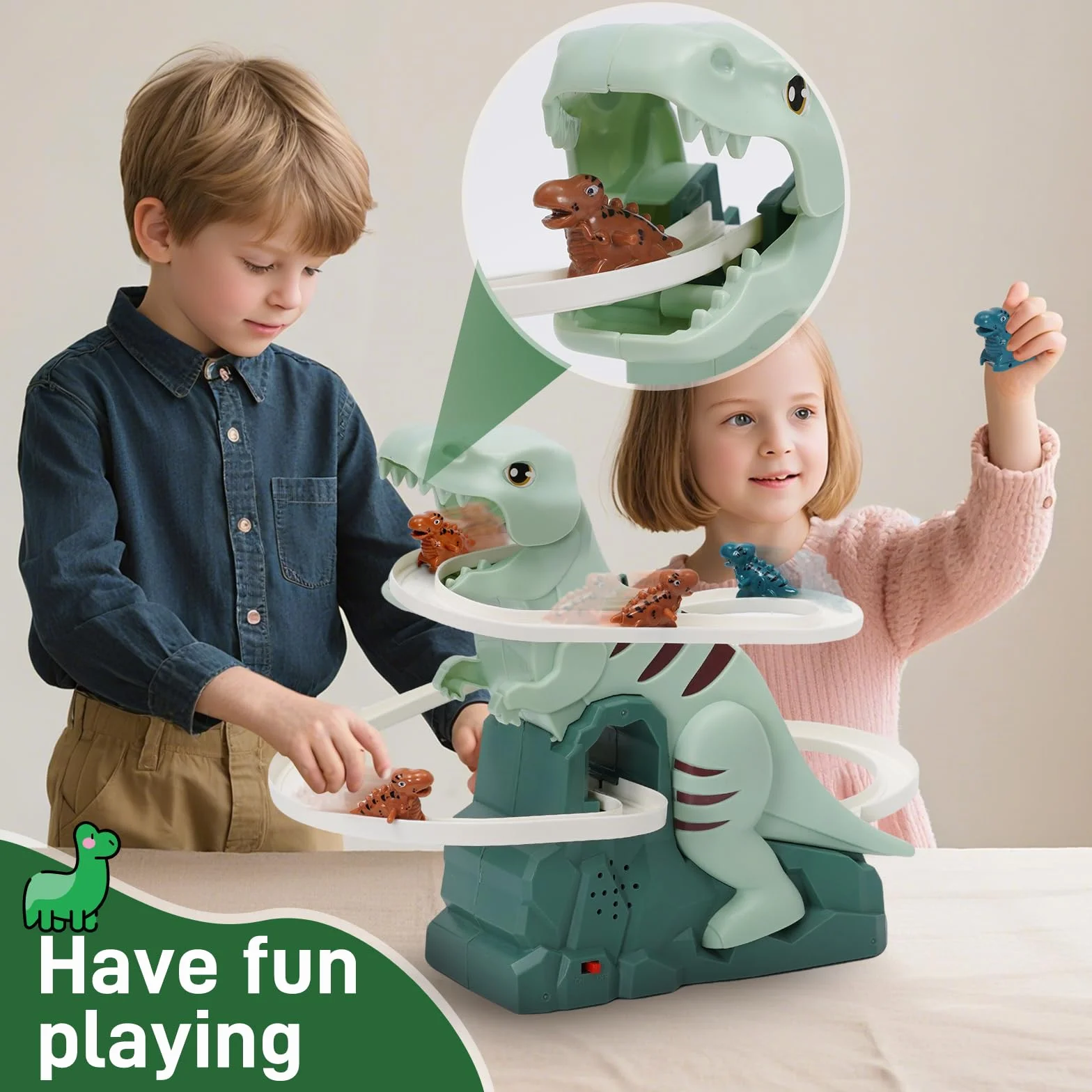 Circuit de Course Dinosaure Jouet d'escalade avec Musique et Lumière Puzzle Éducatif