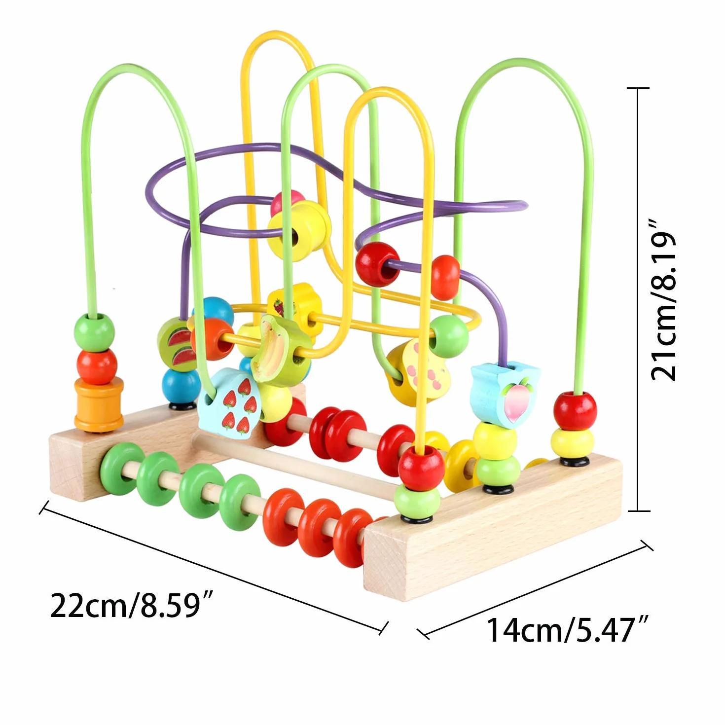 Jacootoys Bois Labyrinthe de Perles Coloré Fruit Boules Boulier Circuits de Motricité Educatif Jouet pour Bébé
