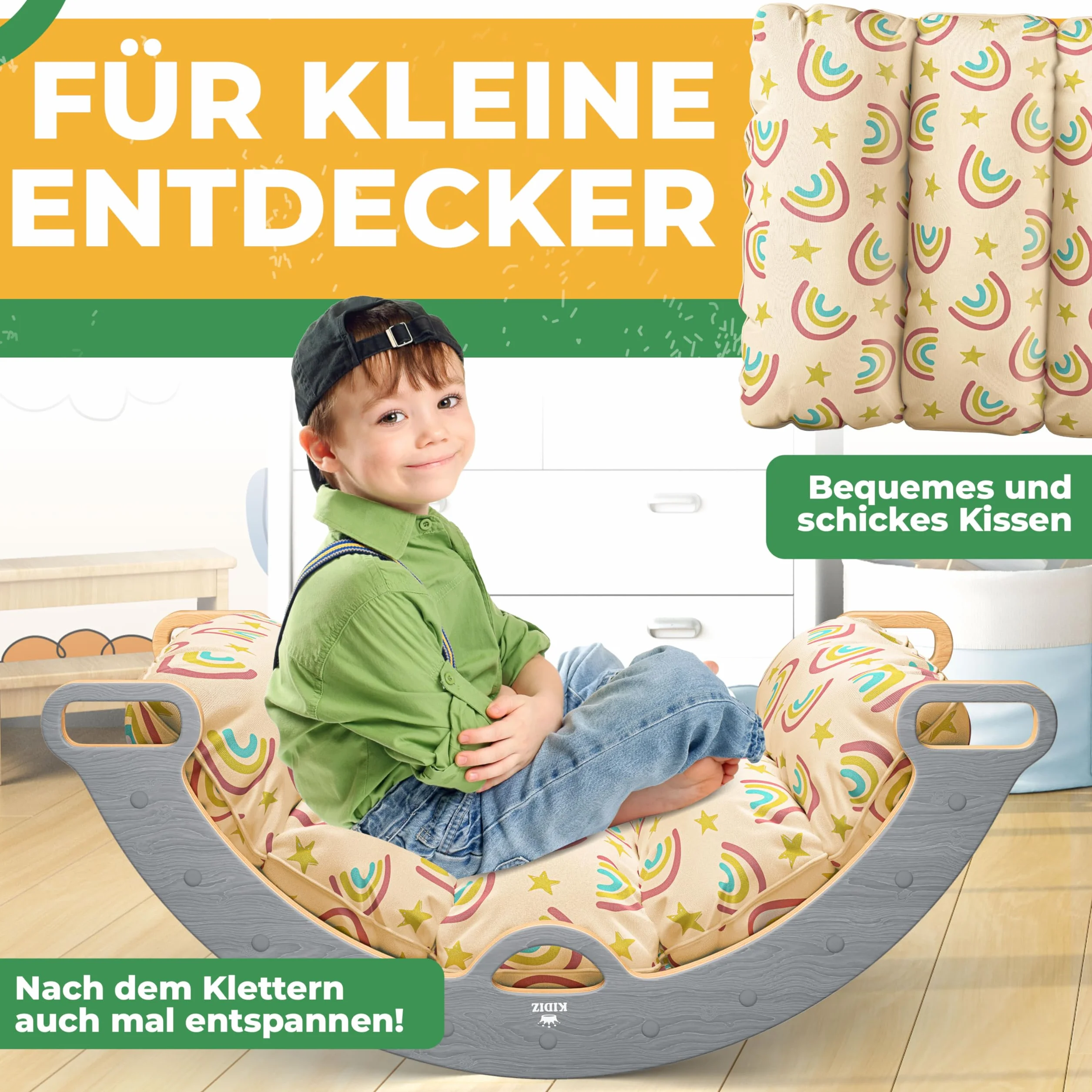 Kidiz Ensemble de jeu Montessori 7en1 avec structure d'escalade, toboggan, triangle d'escalade en bois | Aire de jeux intérieure