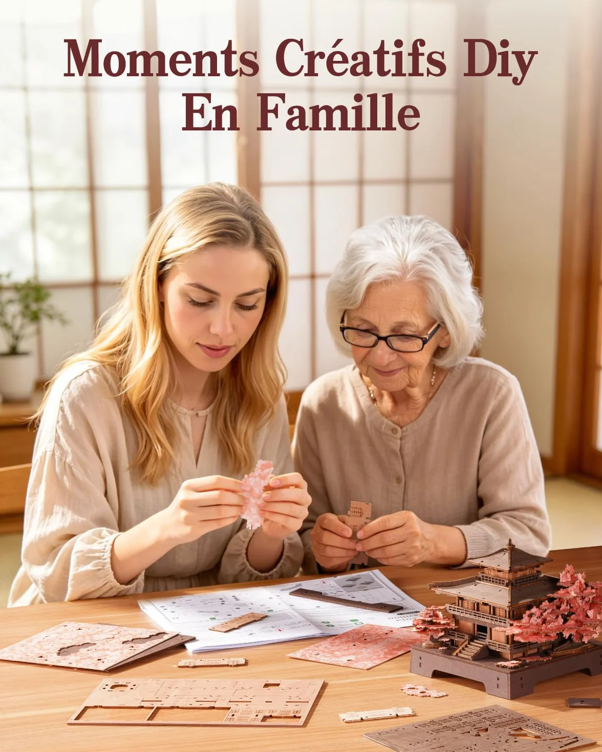 ROBOTIME Puzzles 3D Sakura, Maquettes en Bois pour Adultes et Adolescents