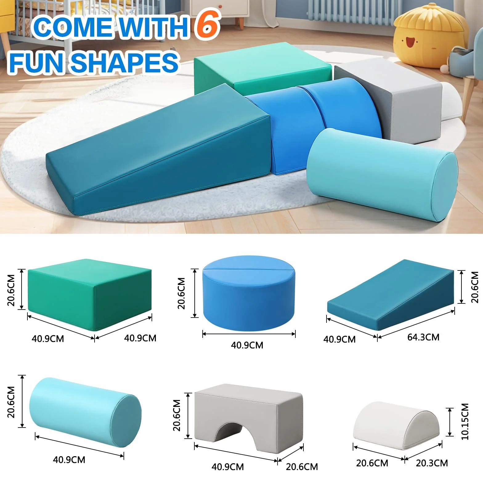 Parcours Motricité Bébé 6 Pièces: Module Motricité Enfant Cuir PU Blocs Mousse Éducatifs Jouets Escalade Structure Antidérapante