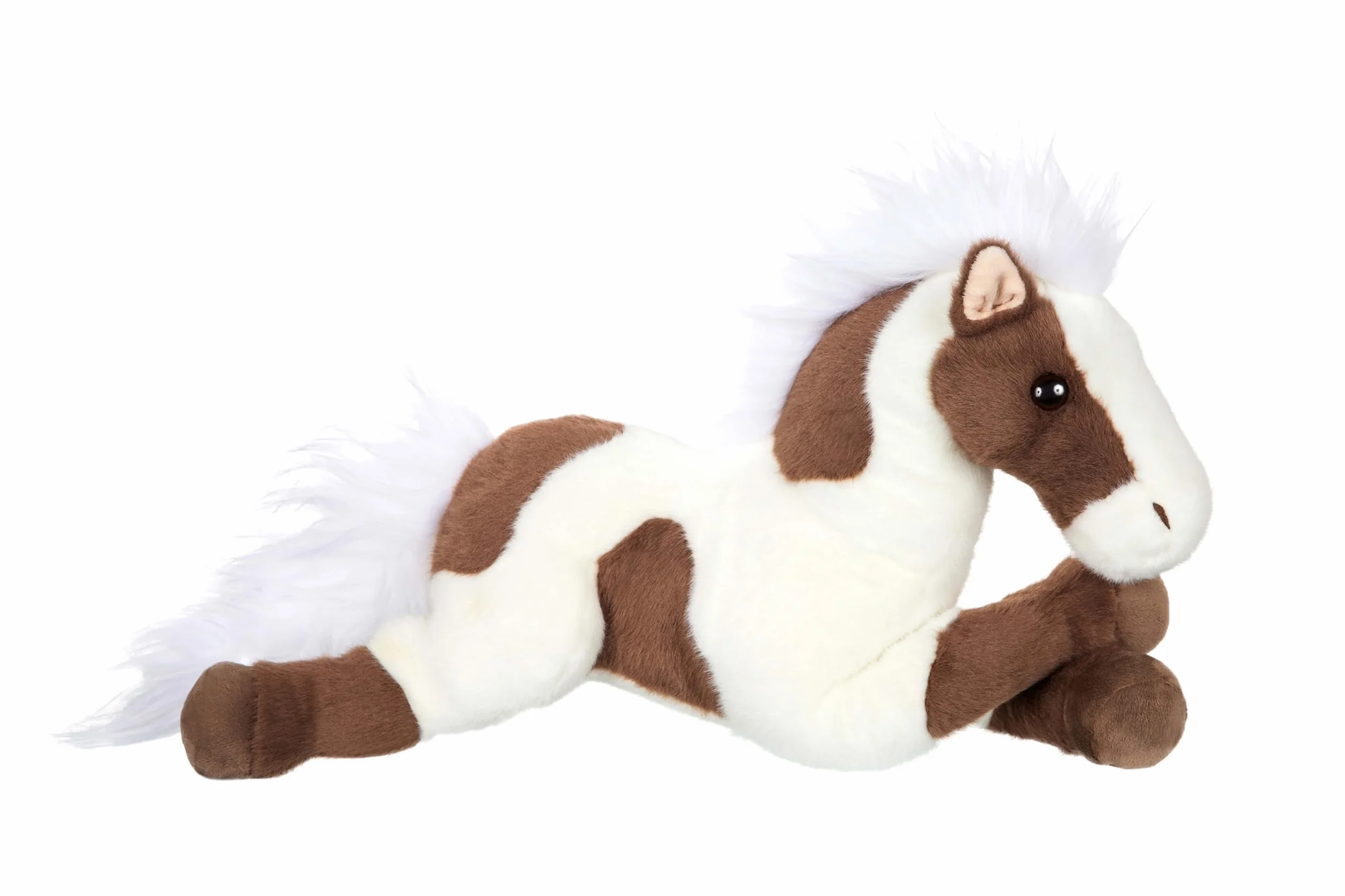 Peluche Cheval ALLONGE 40 CM Marron Fonce Blanc Gipsy Toys