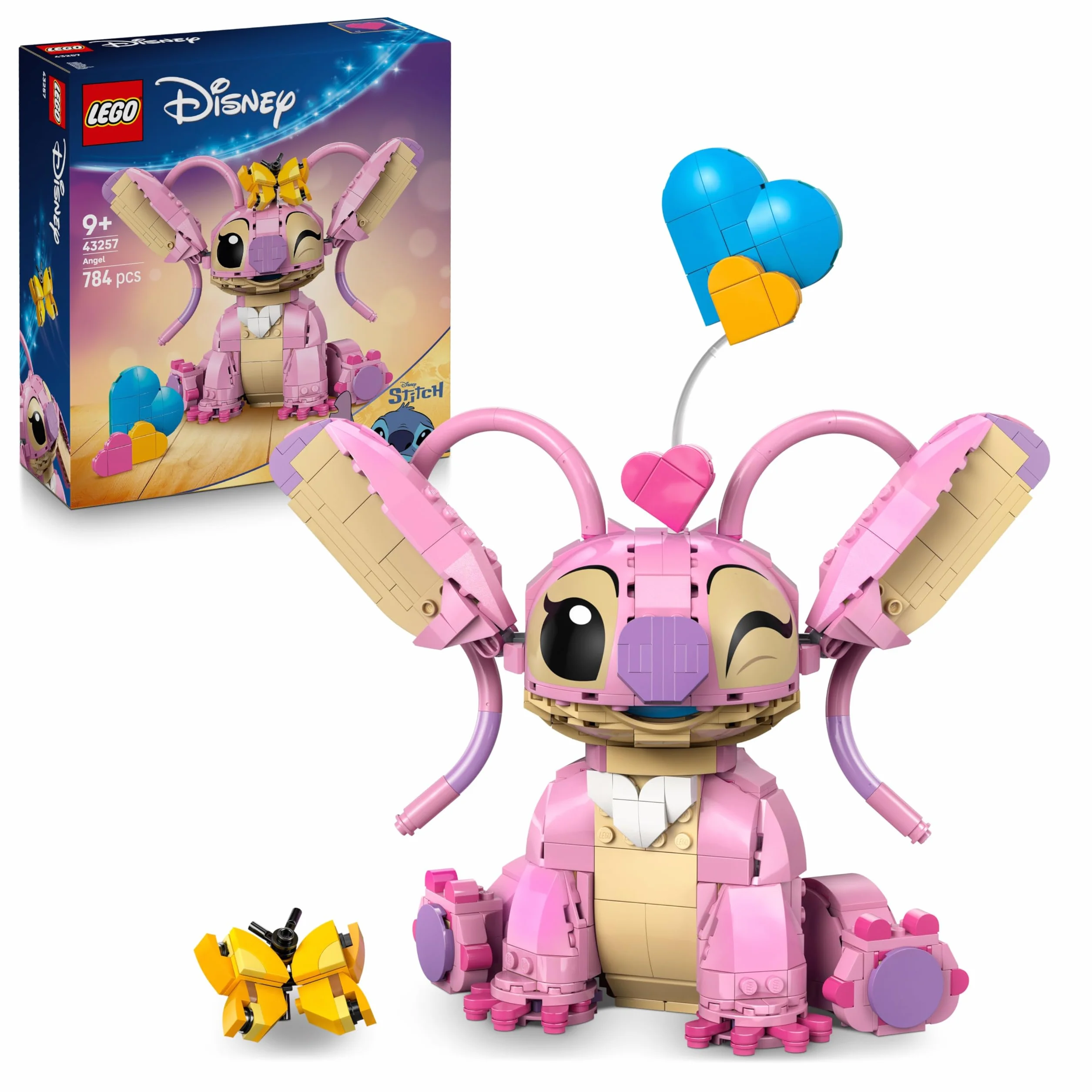 LEGO Disney Angel Jouet de Construction Lilo & Stitch 43257 Figurine en Briques avec 3 Ballons en Cœur & Papillon Décoration Intérieure Cadeau 9 Ans