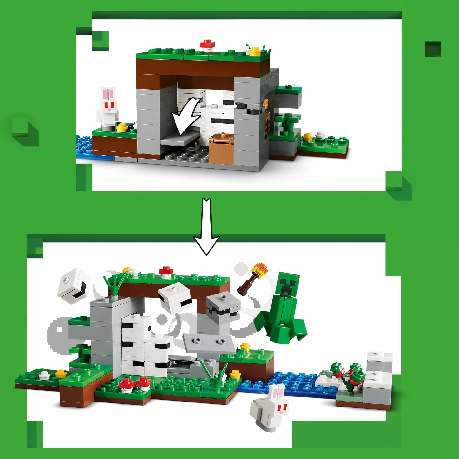 LEGO Minecraft L’Aventure de la Première Nuit 21593 Jeu Interactif 7 Figurines Alex Creeper Squelette Loup des Bois Cadeau Gaming 8 Ans
