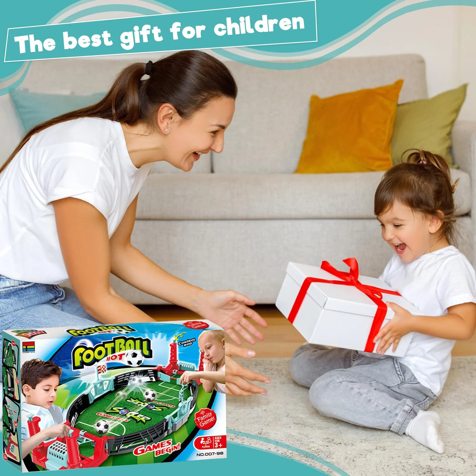 Jeu de Baby Foot Enfant Adulte avec 8 Mini-Football, Jouet de Table pour Deux Garçons 4-7 Ans