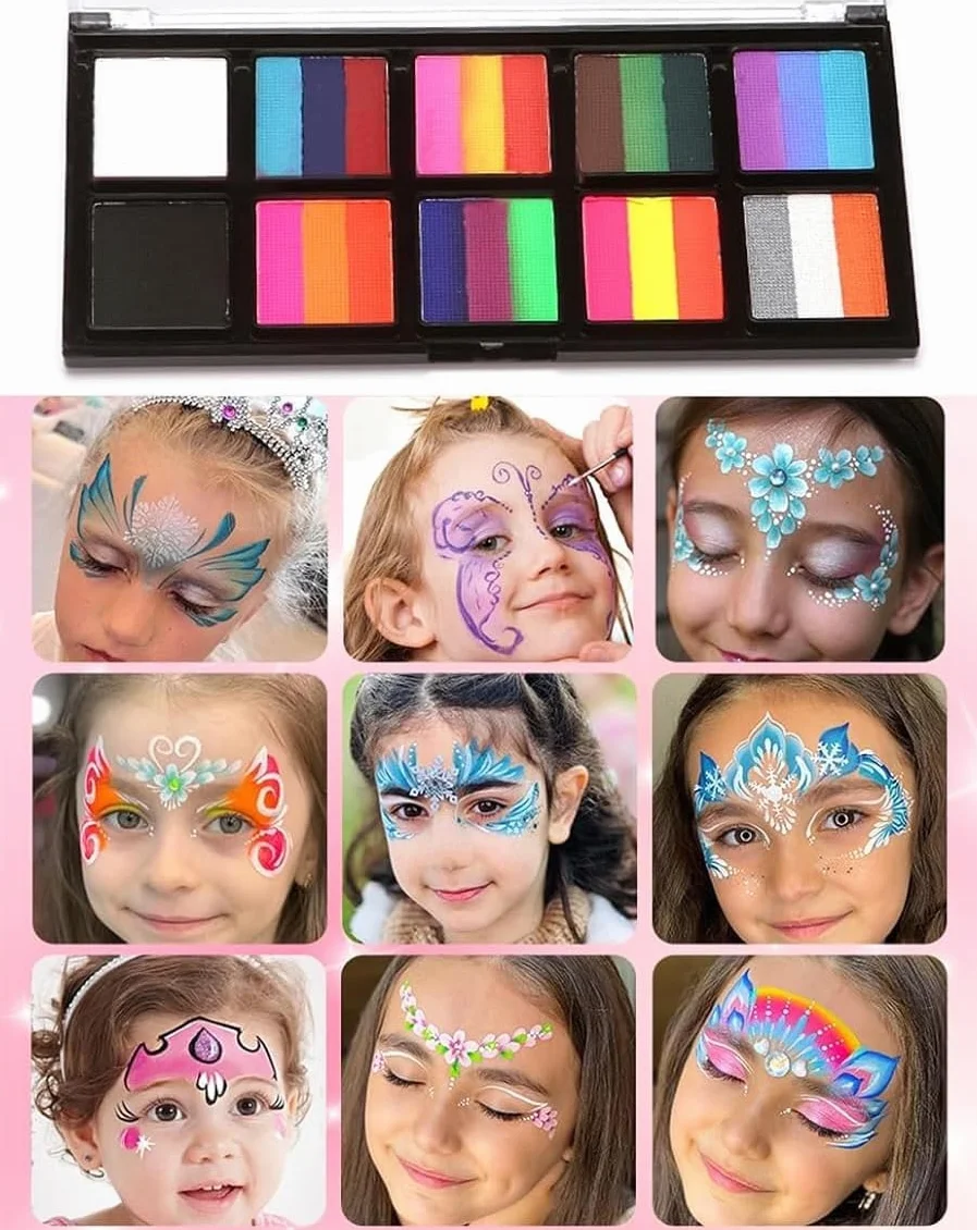 Kit de Maquillage arc-en-ciel pour Enfants et Adultes Halloween Fêtes Jeux de Rôle