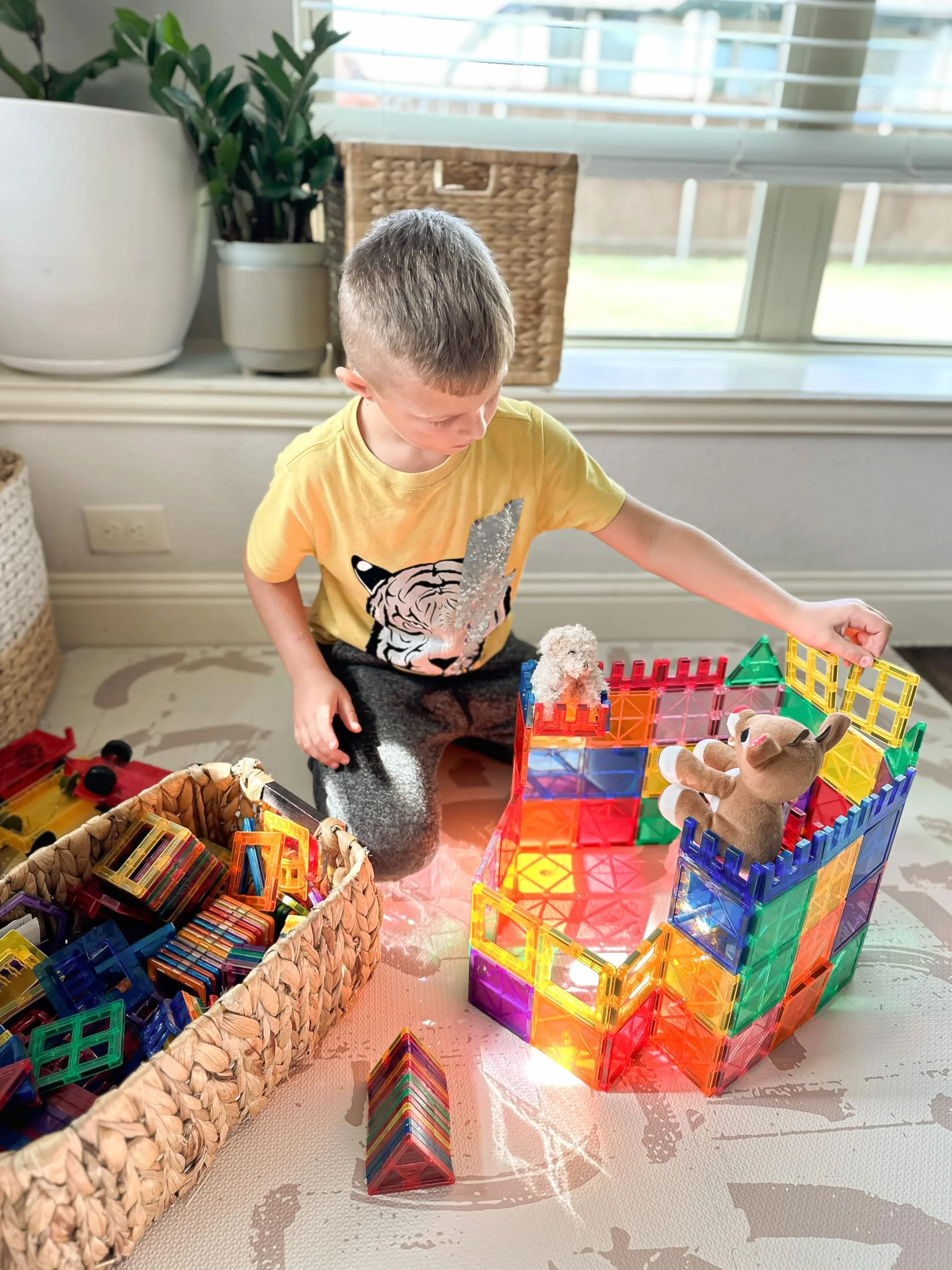 Coodoo 60 Blocs de Construction Magnétiques STEM Jouet pour Enfants 3 Ans+