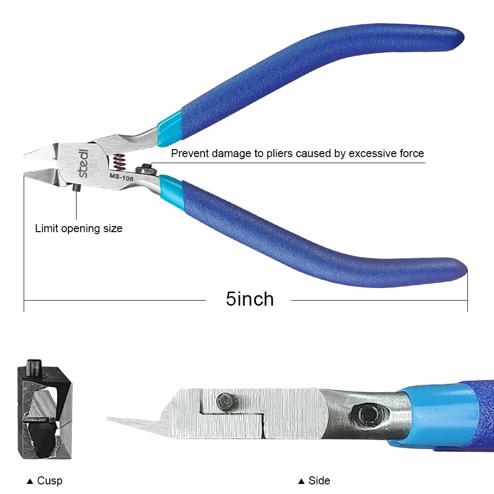 Pince 5 Pouces, Outils de Modèle en Plastique Ultra-Minces à Un Bord pour Réparation Gundam, Bleu