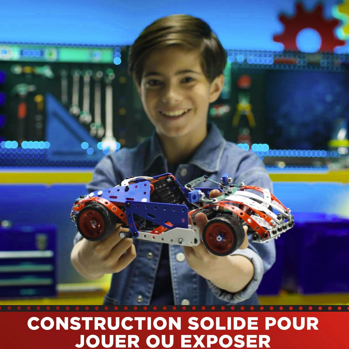 BANDAI Meccano Mallette de Construction 5 en 1 437 pièces Véhicules Robot Tour Eiffel Jouet Enfant 10 Ans+