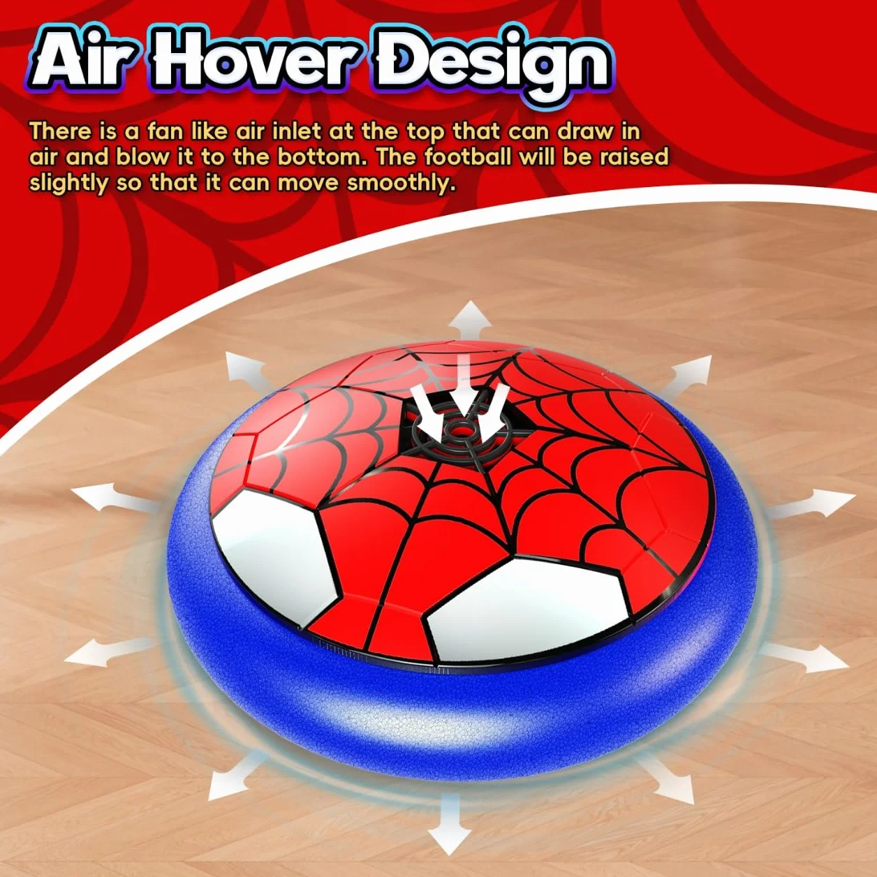 POPERFUN Hover Soccer Ball LED Air Power Football Jouets Enfants 3-12 Ans Intérieur Extérieur Cadeaux