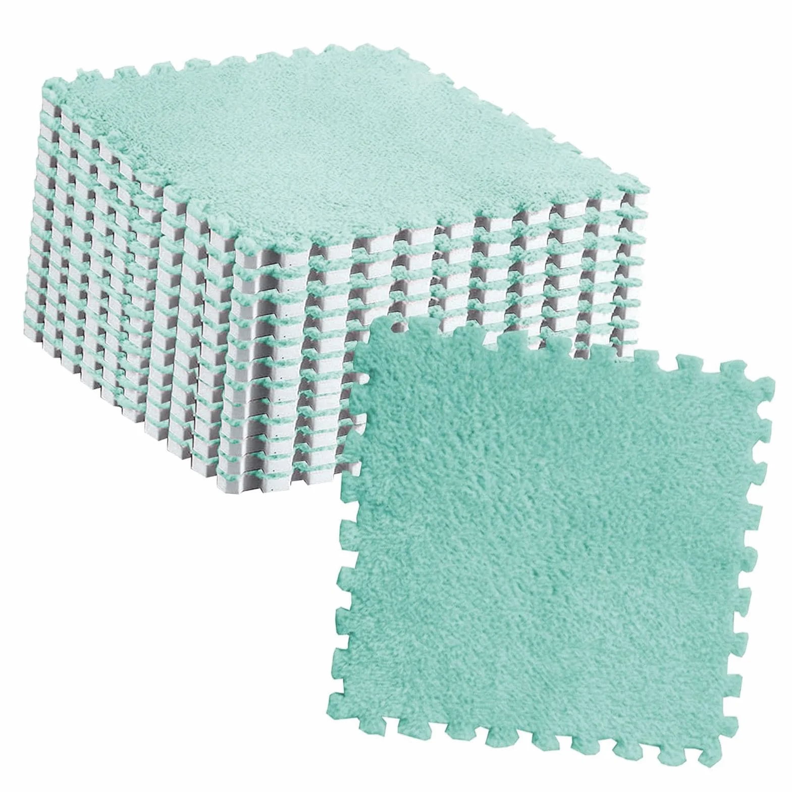 Tapis de Sol en Mousse Puzzle 30x3cm Menthe Verte, Tapis de Jeu Antidérapant