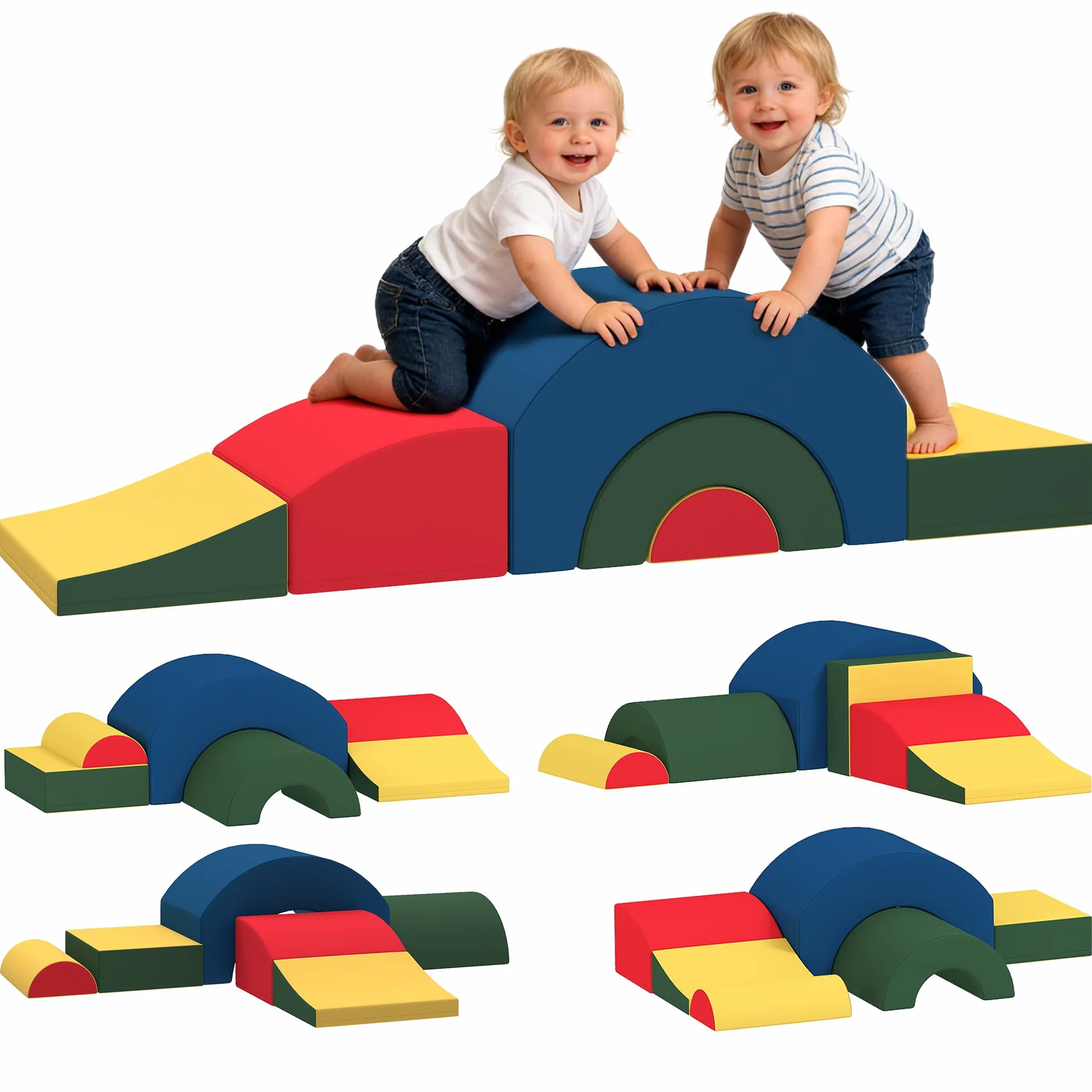 AIYAPLAY Parcours motricité bébé 5PCS, Module motricité en Mousse EVA avec Housse PU, Blocs de Construction, Jouets éducatifs Enfants