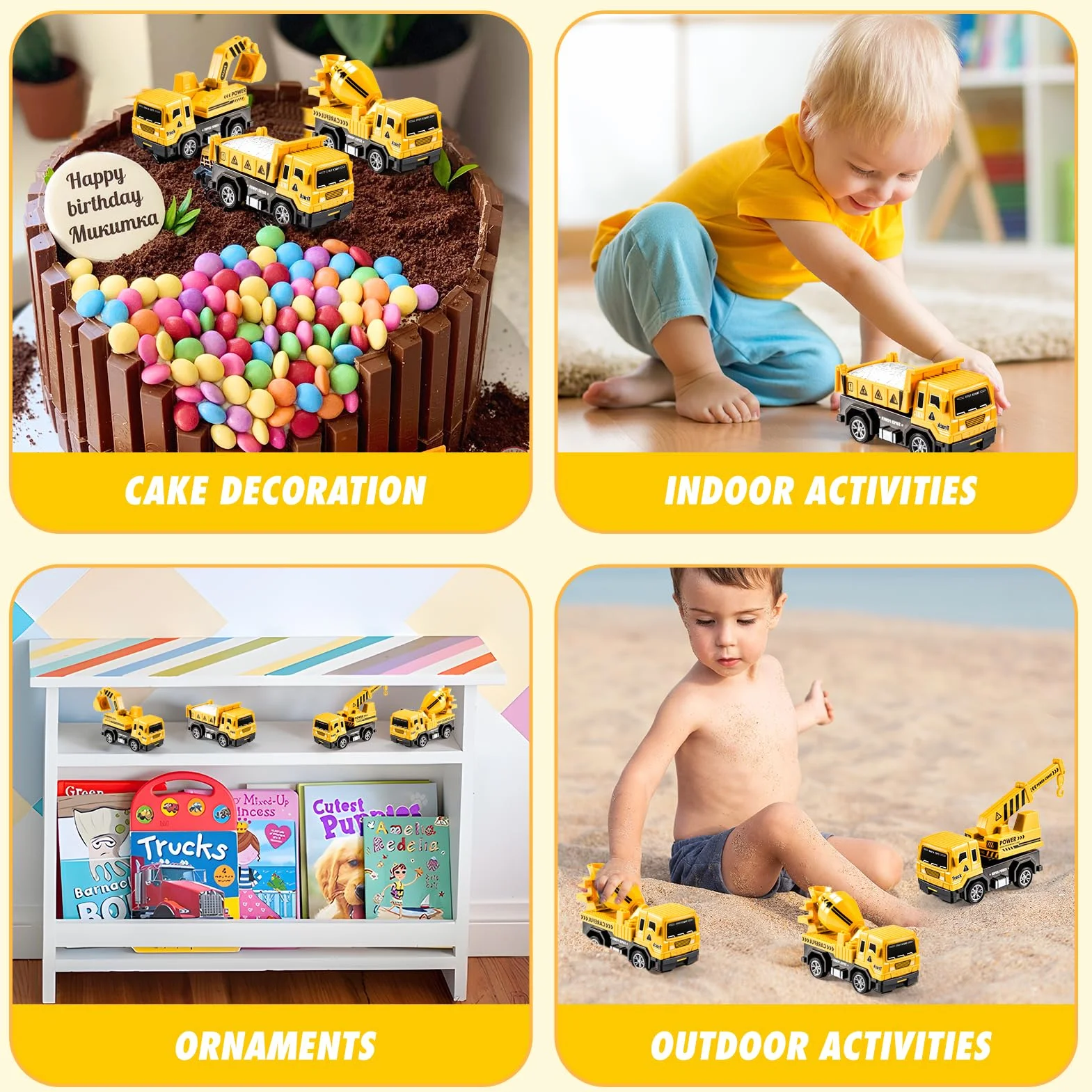 EUCOCO Camion Jouet Enfant 1-6 Ans, Cadeau Garçon, Petite Voiture Jaune