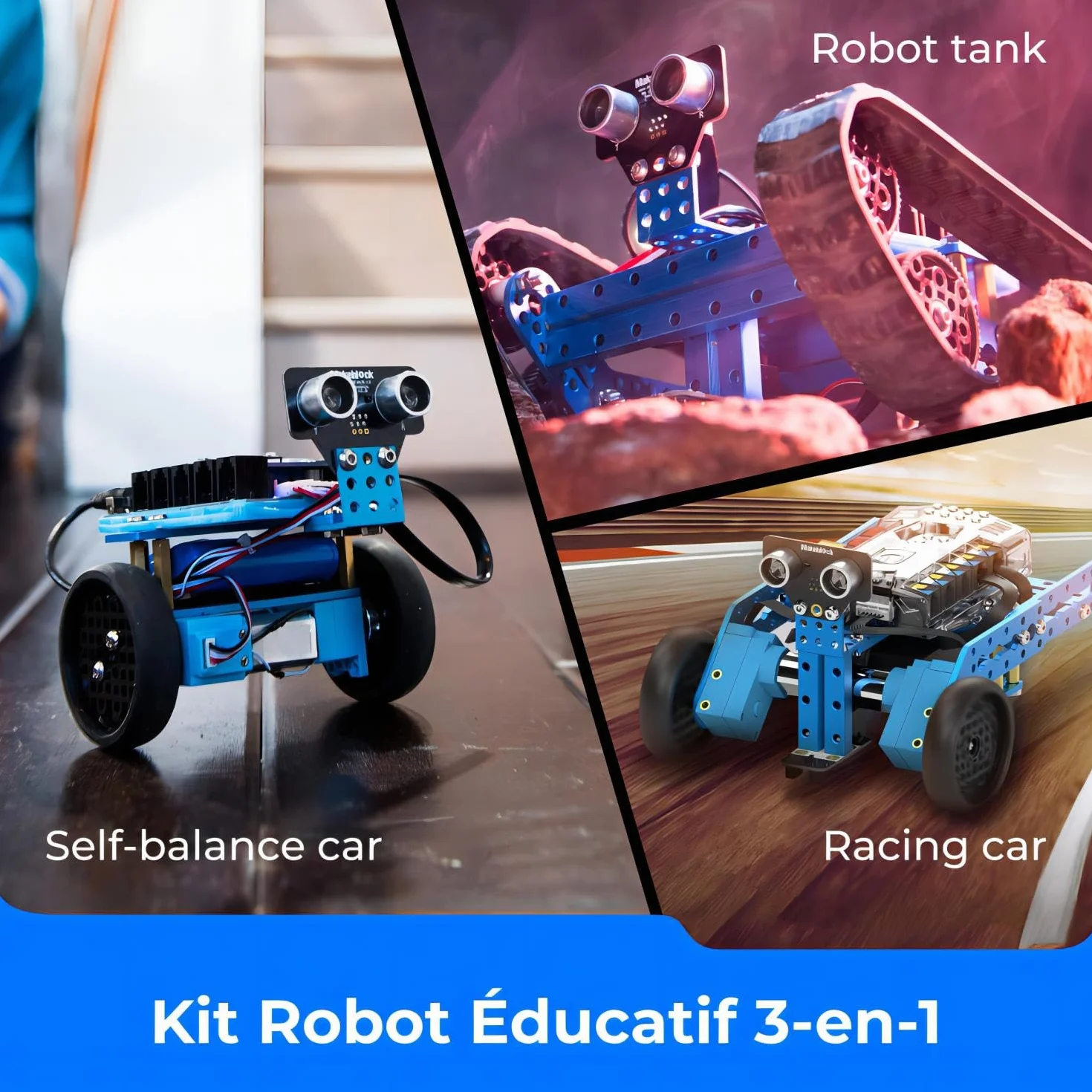 Makeblock mBot Ranger Kit Robot Programmable, Jouets Robotiques d'apprentissage de Codage Avancé, Jouets Éducatifs STEM, 3 Formulaires Prédéfinis, Bâtiment de Bricolage, Bluetooth