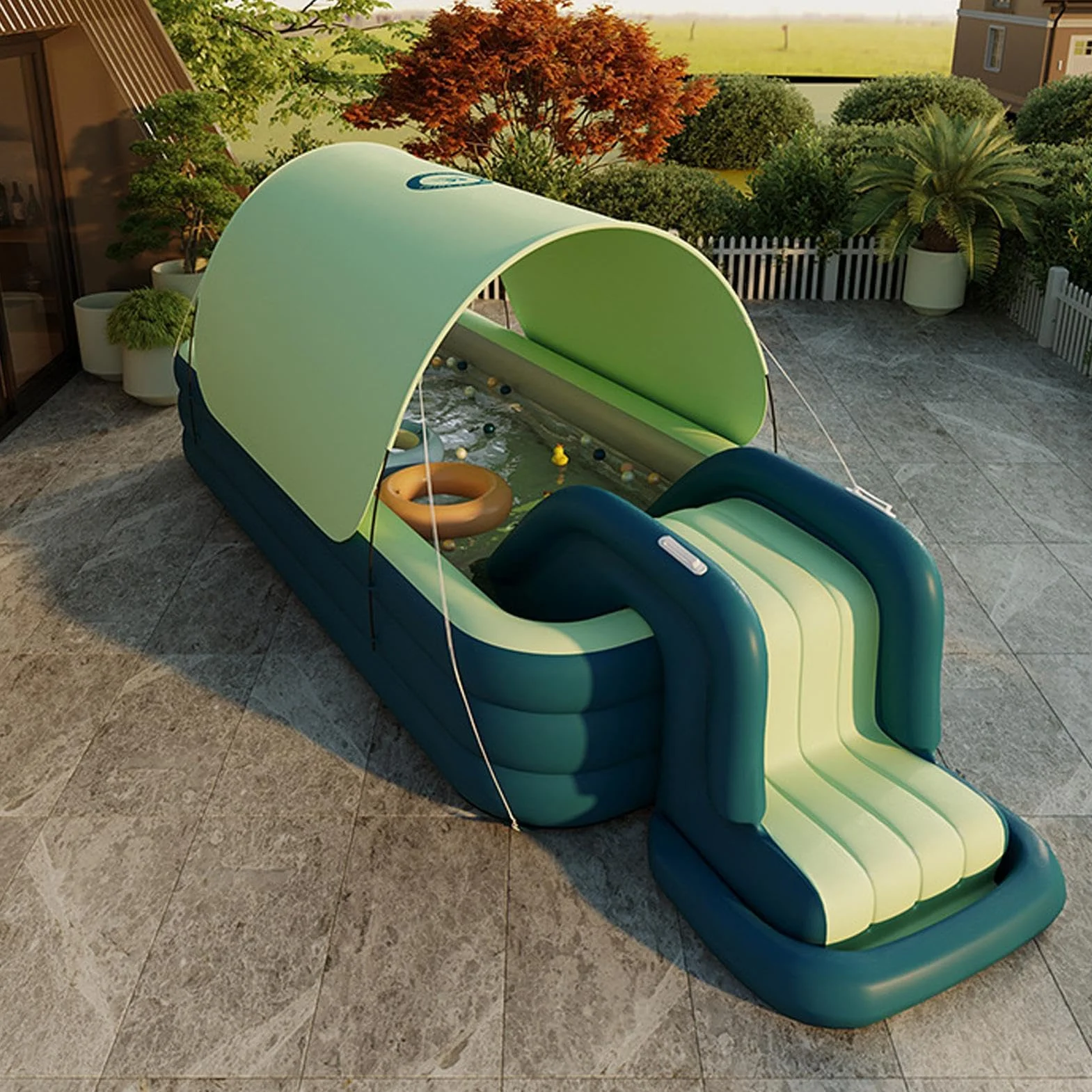 Toboggan Gonflable pour Piscine | Toboggan De Piscine d'eau | Toboggans De Piscine, Toboggans D'arrière-Cour, Toboggan Aquatique Vibrant, Installation Facile, Pompe À Air De Conception Conviviale