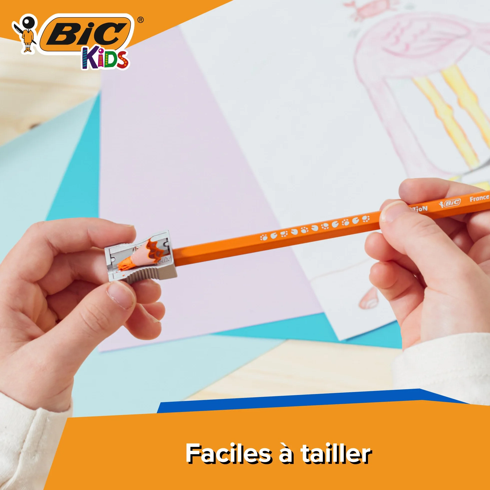 BIC Kids Ecriture Evolution Crayons de Couleur Eco-responsables - Etui Carton de 24