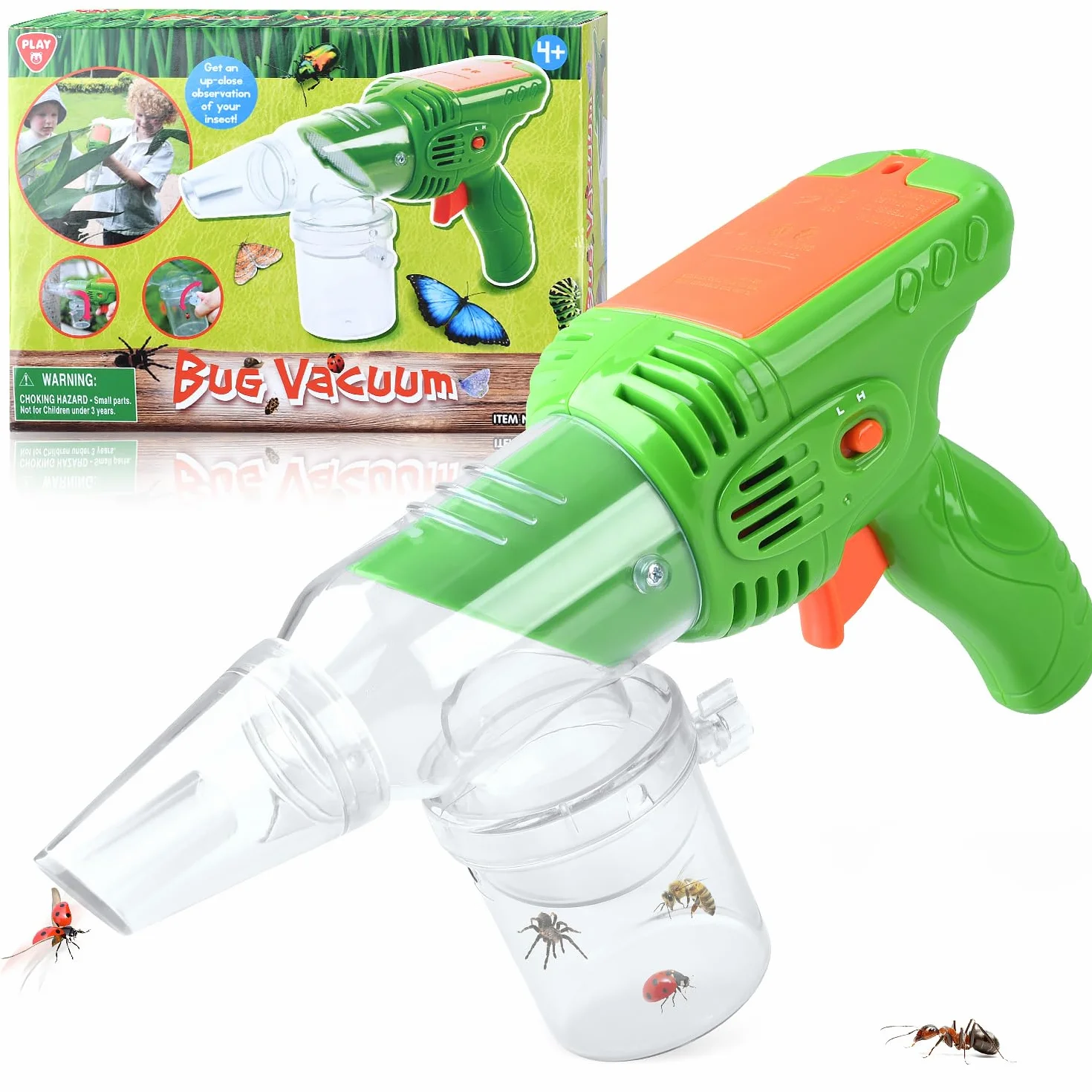 PLAY Aspirateur Insecte Enfants avec Loupes, Attrape Araignée Super Puissante, Jouets Extérieur Cadeaux 3+ Ans