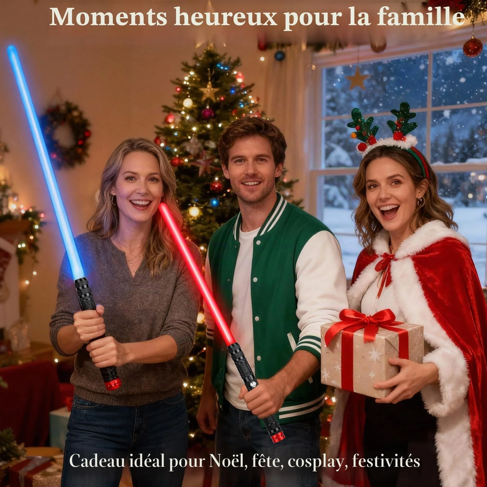 Sabre Laser Enfants RGB 15 Couleurs Rechargeable Effets Sonores FX Poignée Alliage Aluminium 2 Pièces