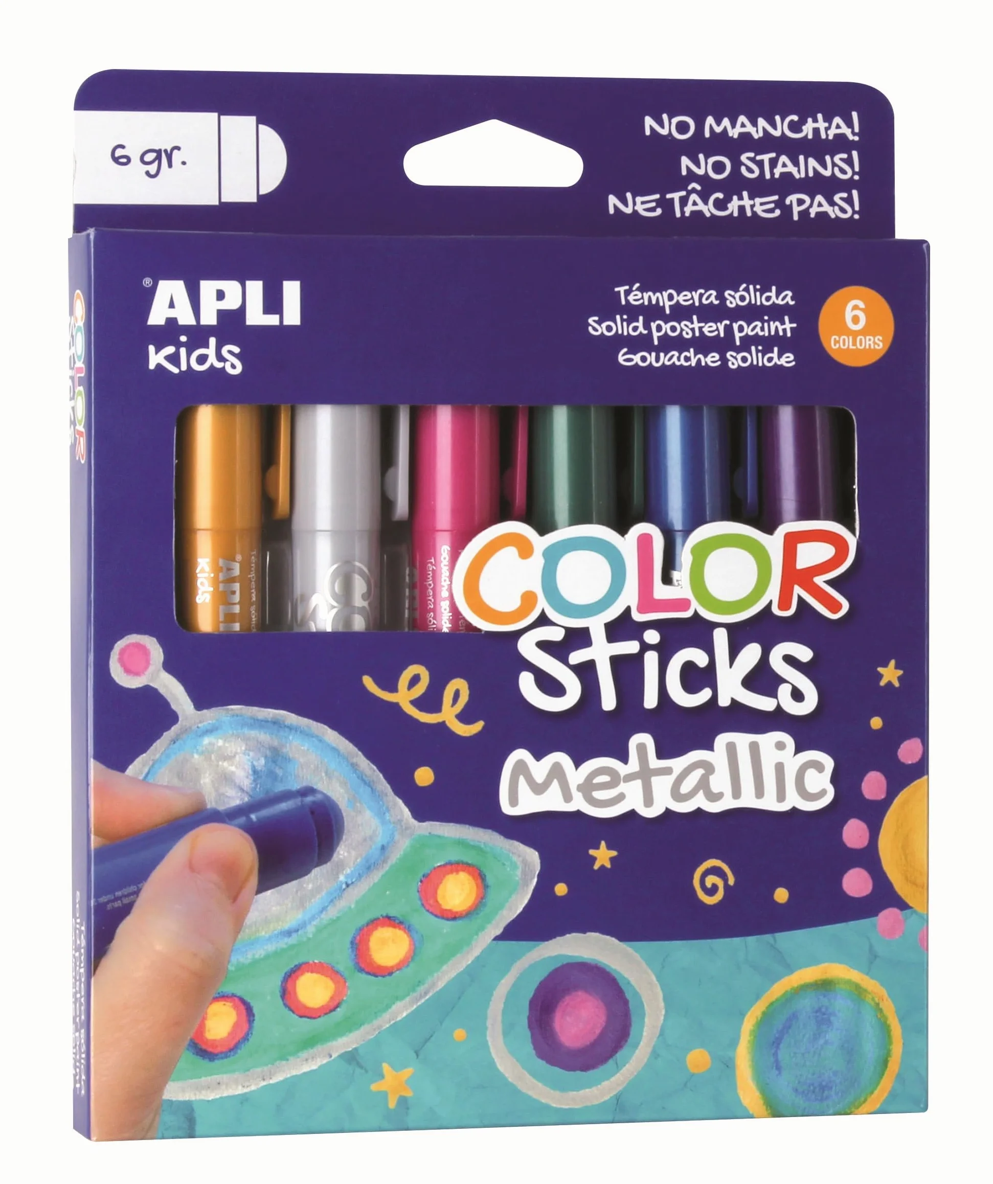 Apli Kids 14405 Blister 6 Tubes Gouache Solide Métallisée 6 g