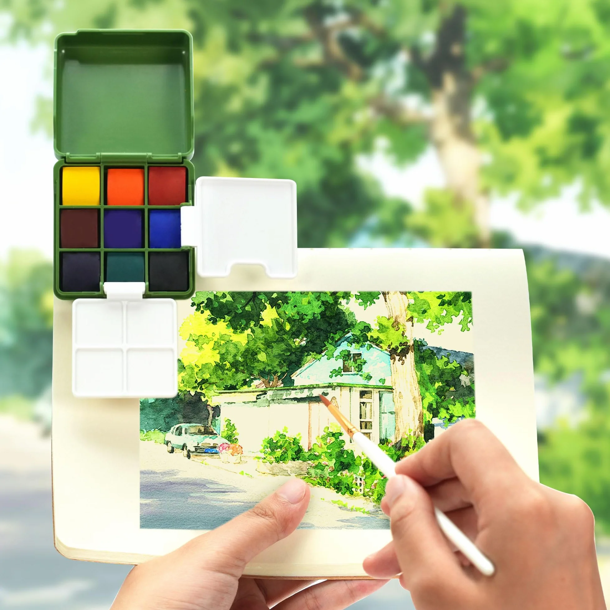 YPLUS Kit de peintures aquarelles : boîte de peinture à l'eau compacte pour débutants et professionnels