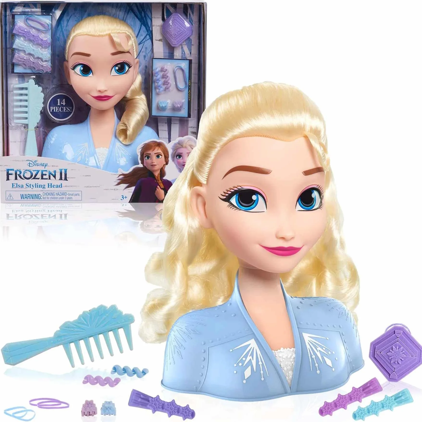 GIOCHI PREZIOSI LA REINE DES NEIGES 2 Elsa Tête à Coiffer Basic 14 Accessoires de Coiffure Jouet Enfants 3 Ans FRND2